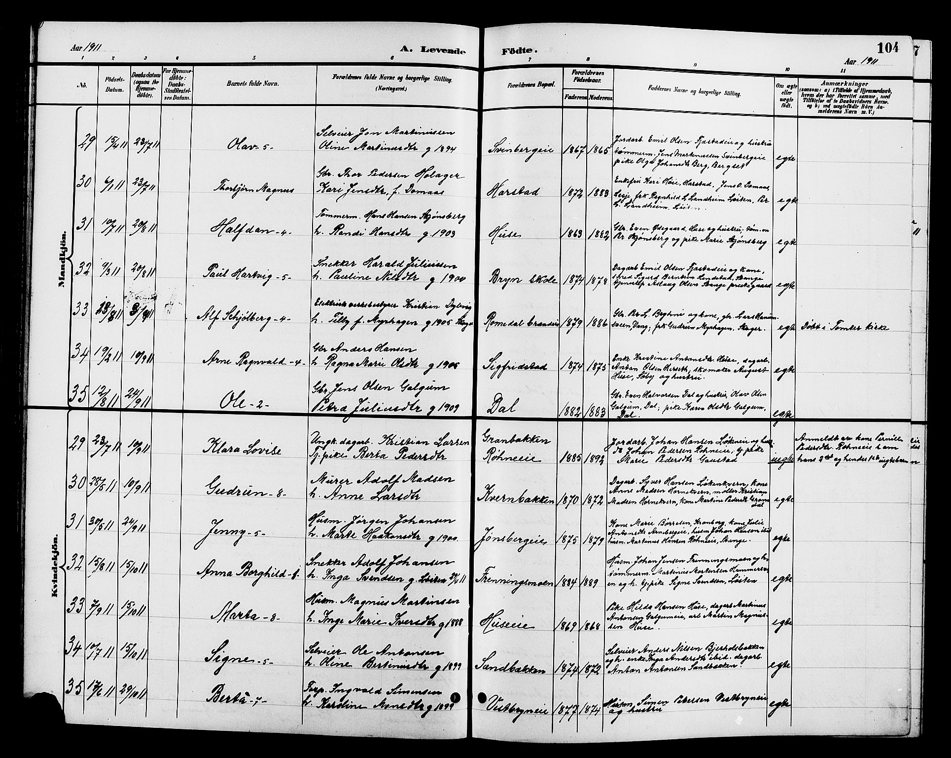 Romedal prestekontor, AV/SAH-PREST-004/L/L0012: Parish register (copy) no. 12, 1896-1914, p. 104