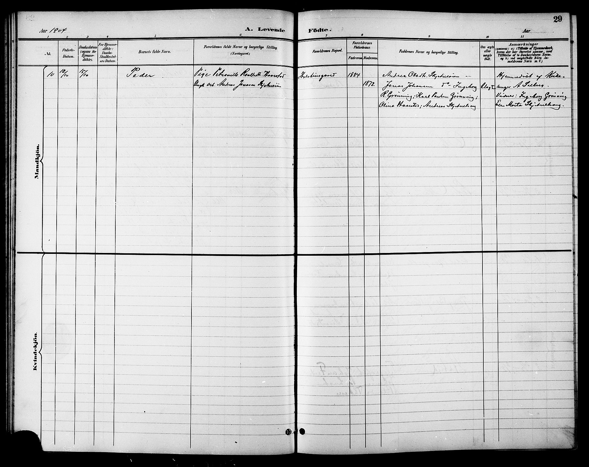 Ministerialprotokoller, klokkerbøker og fødselsregistre - Sør-Trøndelag, AV/SAT-A-1456/621/L0460: Parish register (copy) no. 621C03, 1896-1914, p. 29