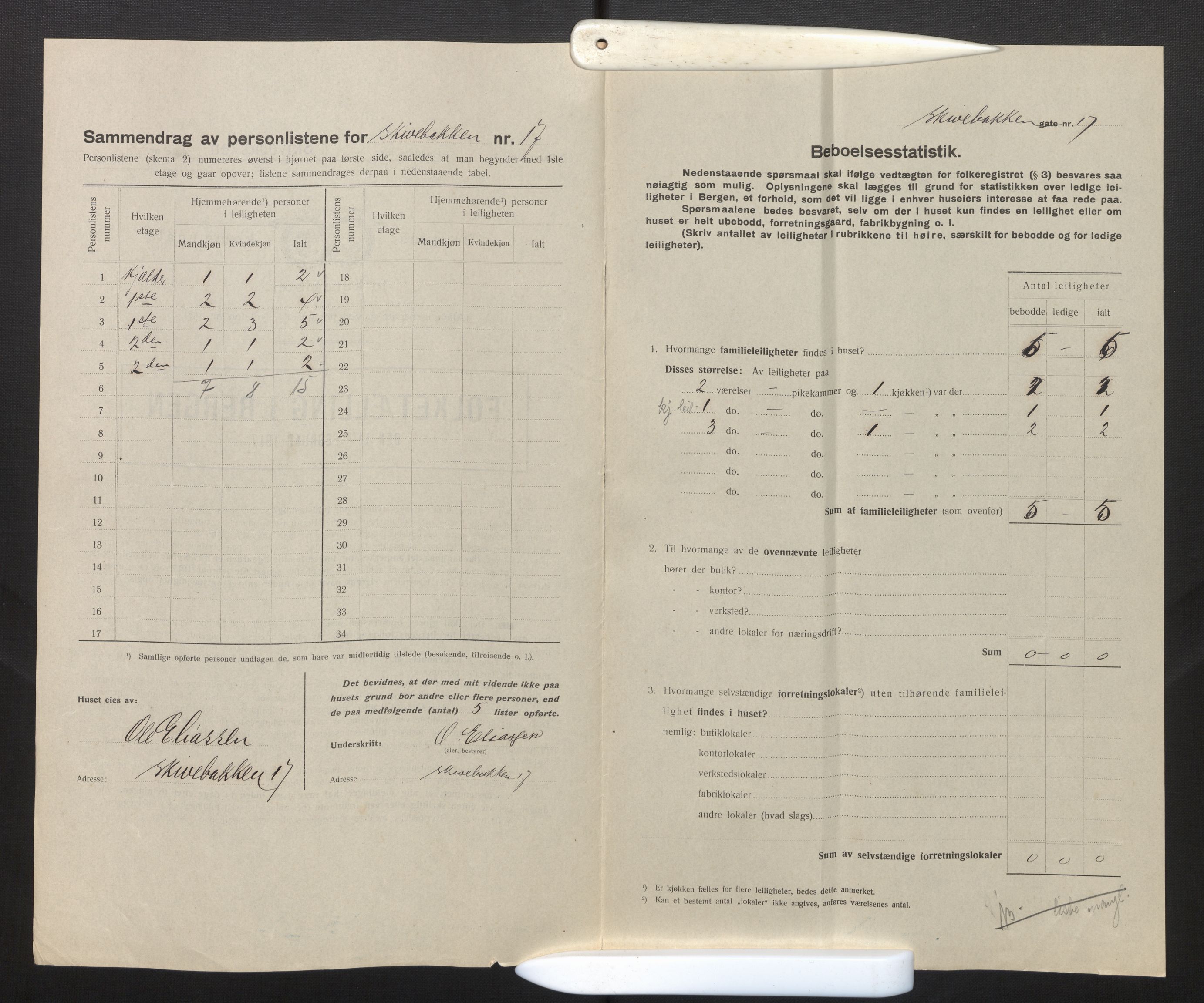 SAB, Municipal Census 1917 for Bergen, 1917, p. 34722