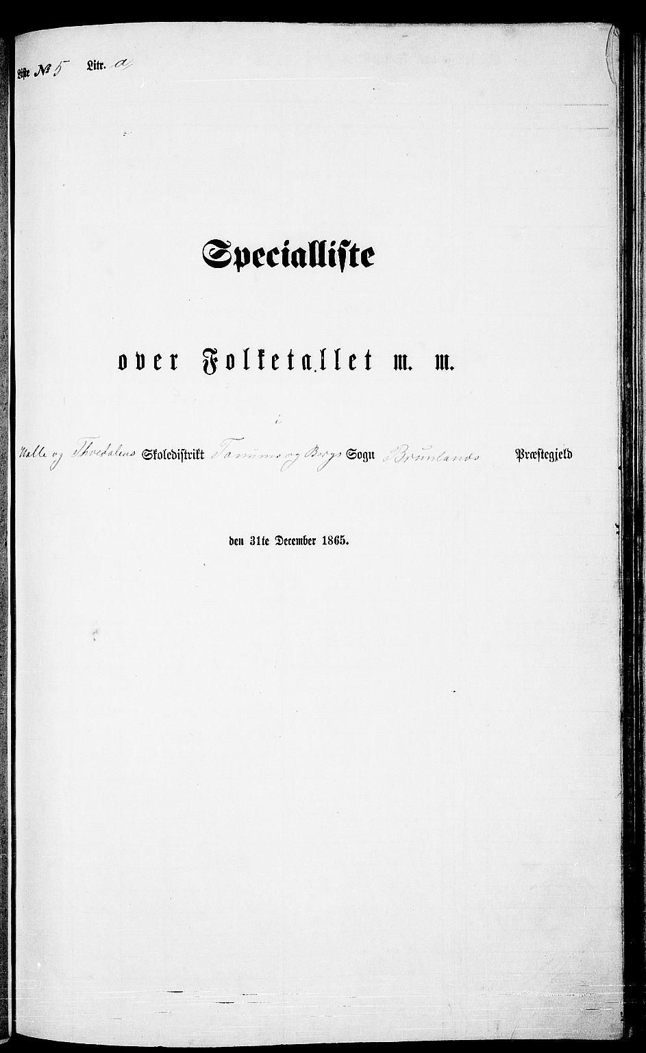 RA, 1865 census for Brunlanes, 1865, p. 95