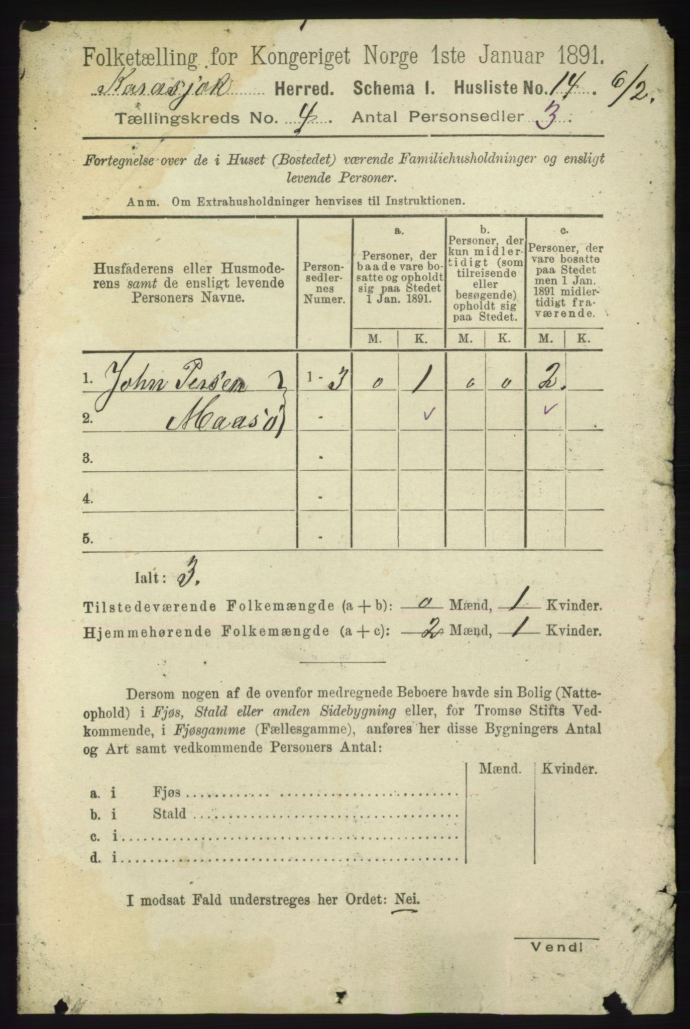 RA, 1891 census for 2021 Karasjok, 1891, p. 688