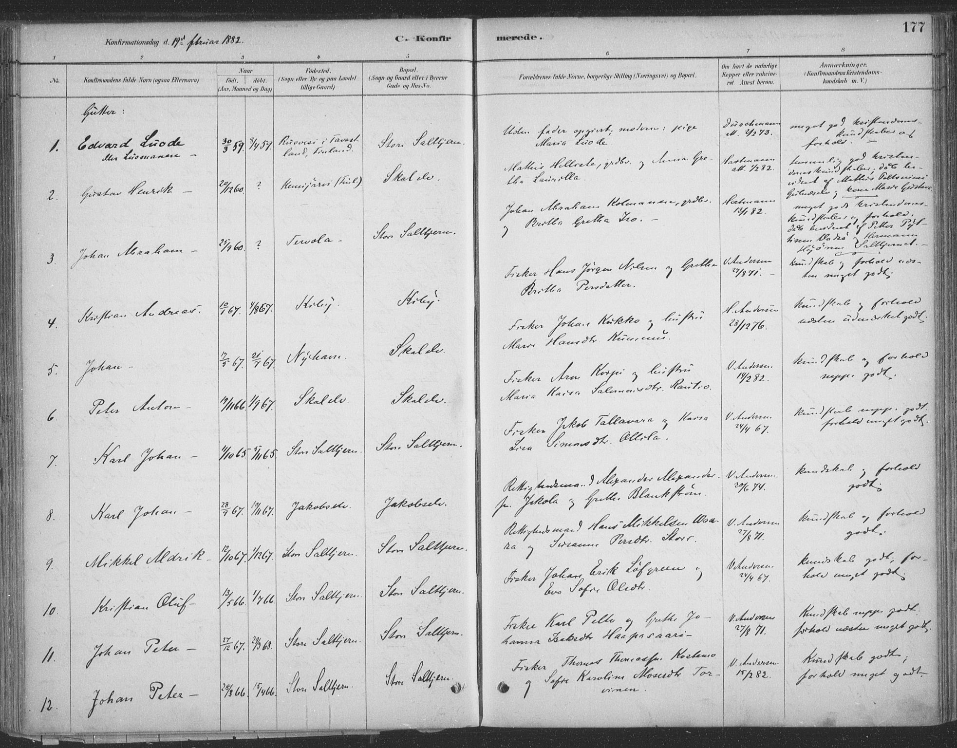 Vadsø sokneprestkontor, SATØ/S-1325/H/Ha/L0009kirke: Parish register (official) no. 9, 1881-1917, p. 177