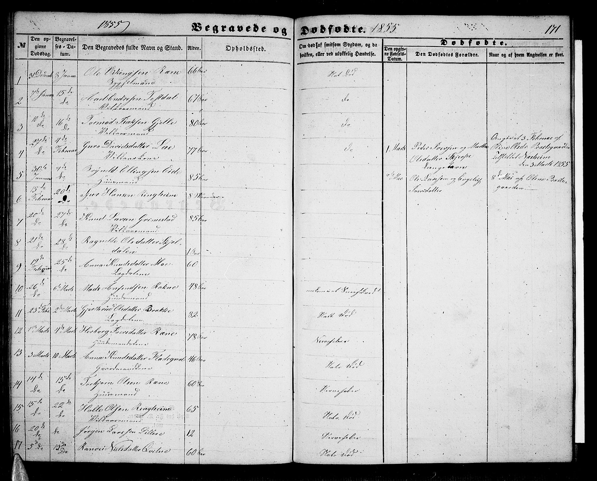 Voss sokneprestembete, AV/SAB-A-79001/H/Hab: Parish register (copy) no. B 1, 1855-1869, p. 171