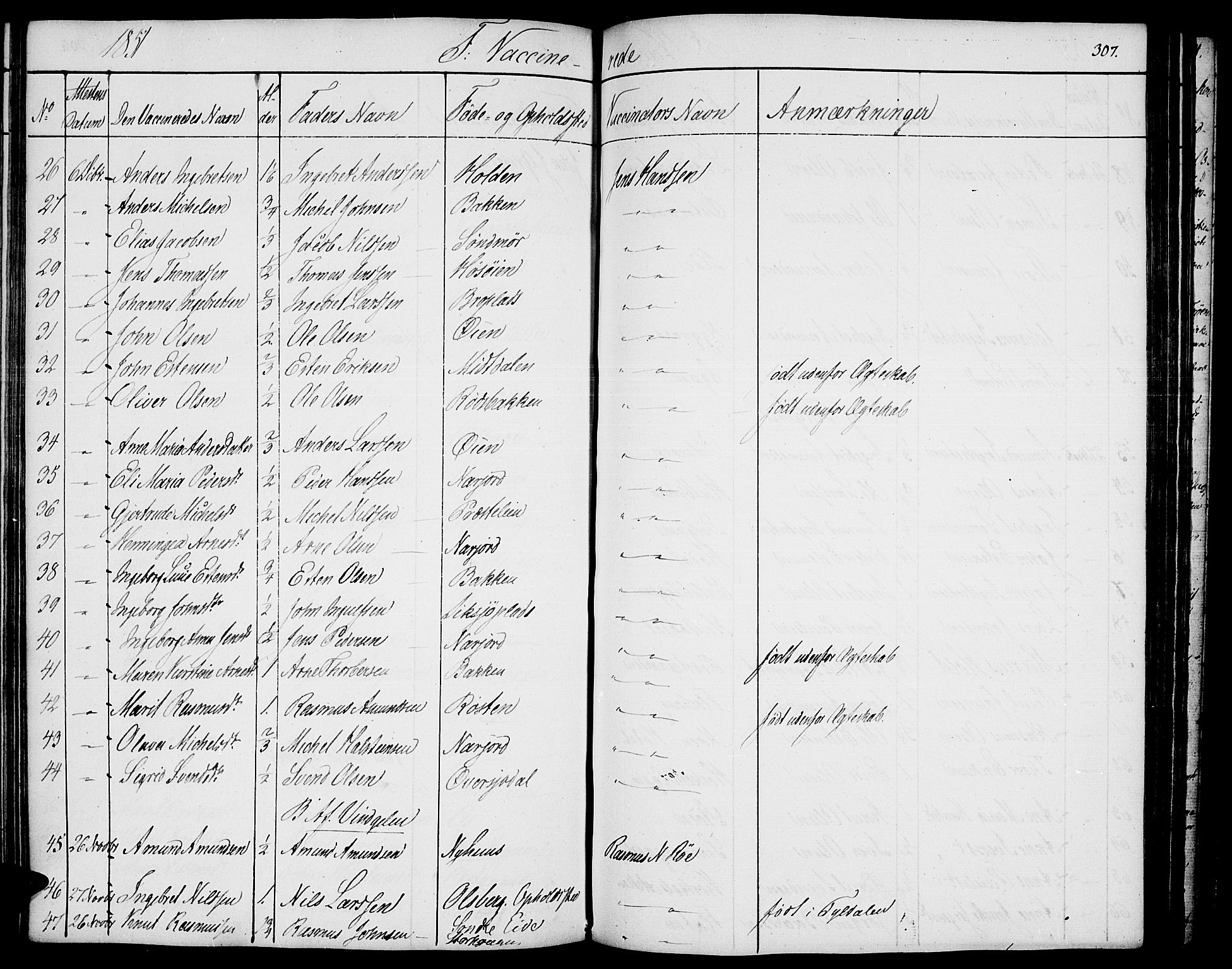 Tolga prestekontor, AV/SAH-PREST-062/K/L0005: Parish register (official) no. 5, 1836-1852, p. 307