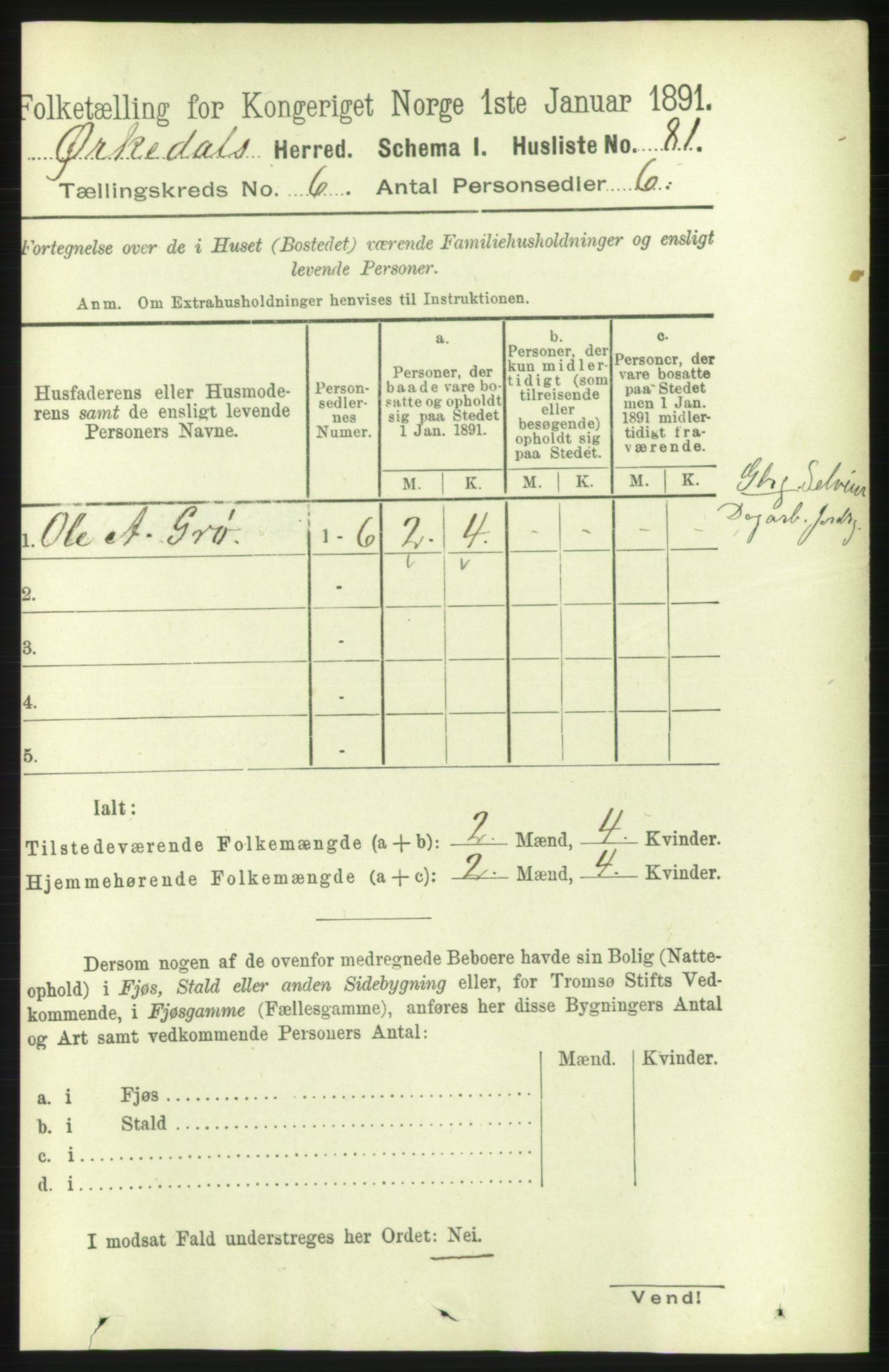 RA, 1891 census for 1638 Orkdal, 1891, p. 2848