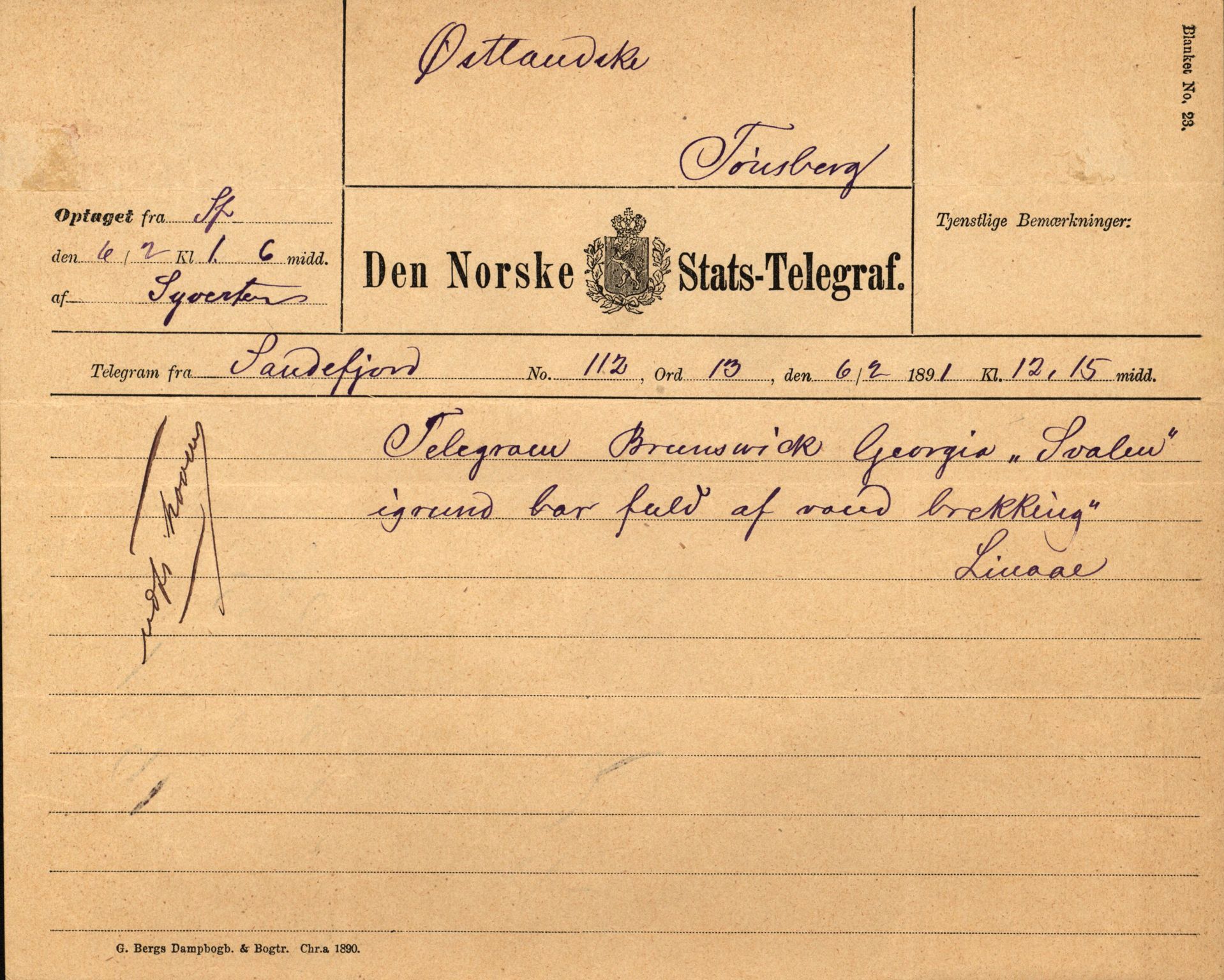 Pa 63 - Østlandske skibsassuranceforening, VEMU/A-1079/G/Ga/L0027/0010: Havaridokumenter / Activ, Svalen, 1891, p. 11