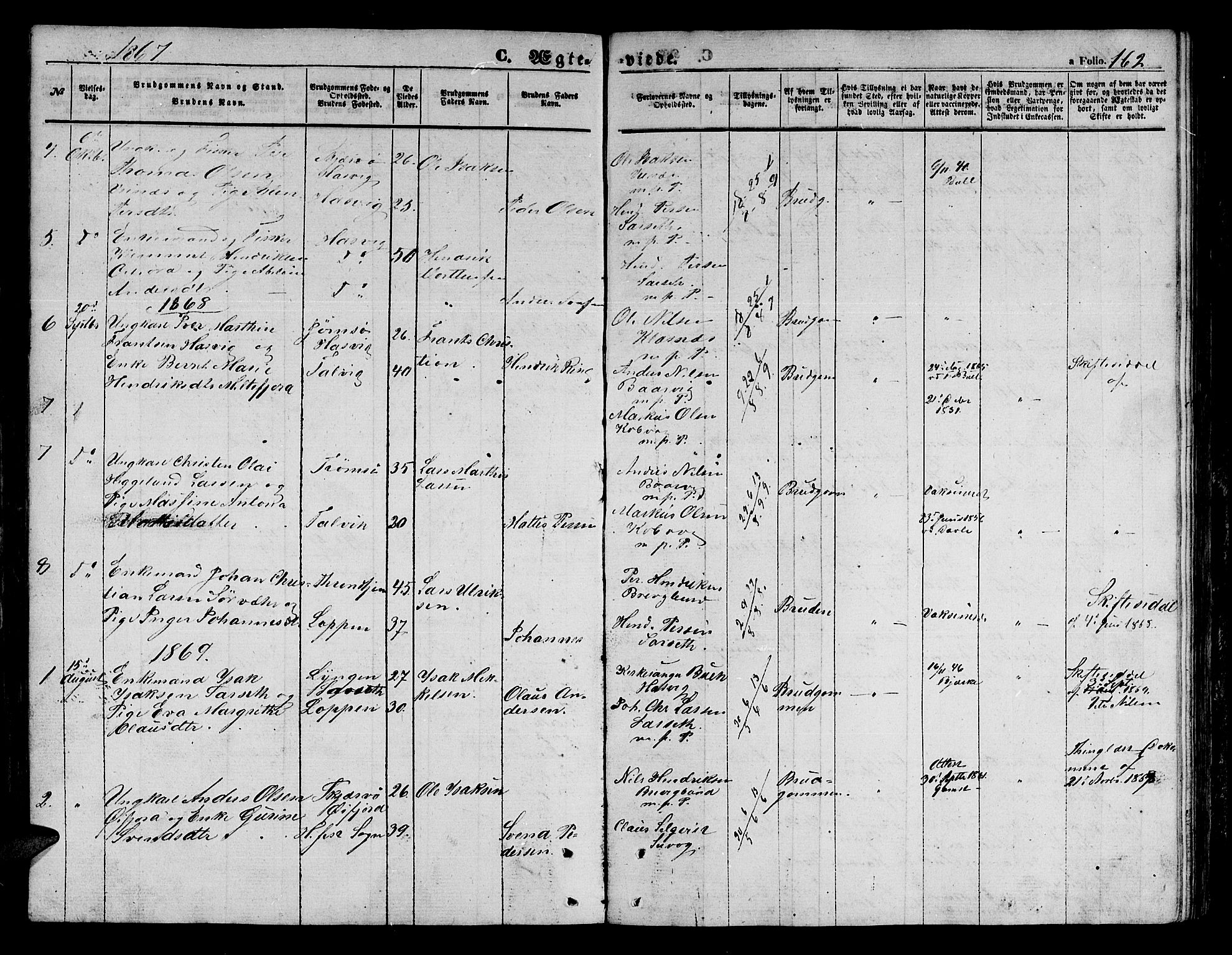 Loppa sokneprestkontor, SATØ/S-1339/H/Hb/L0003klokker: Parish register (copy) no. 3, 1853-1880, p. 162