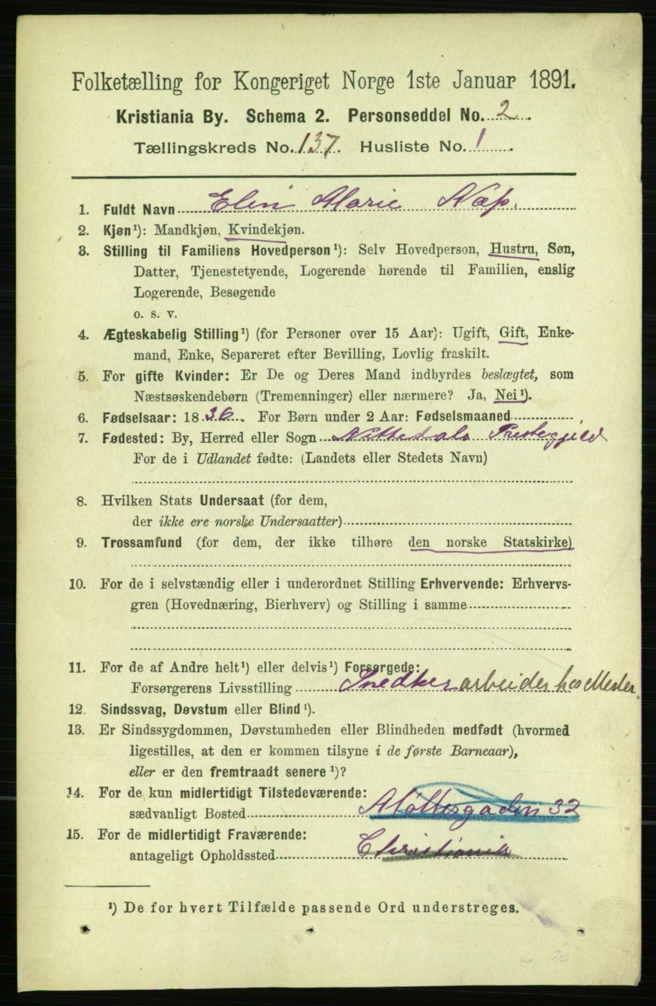RA, 1891 census for 0301 Kristiania, 1891, p. 76210