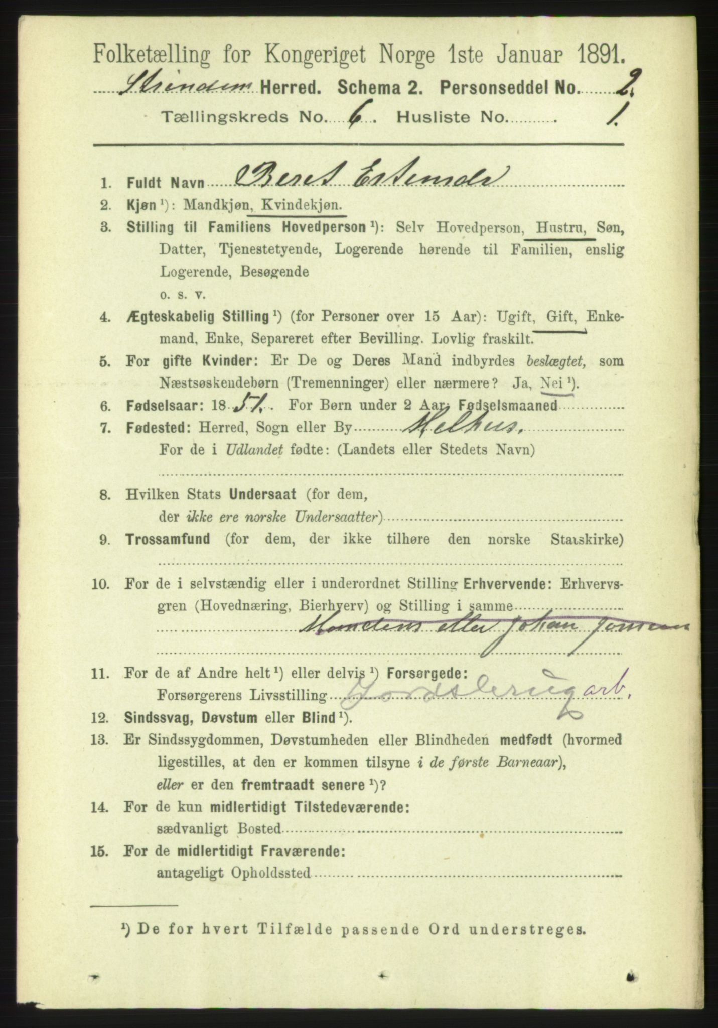 RA, 1891 census for 1660 Strinda, 1891, p. 5297