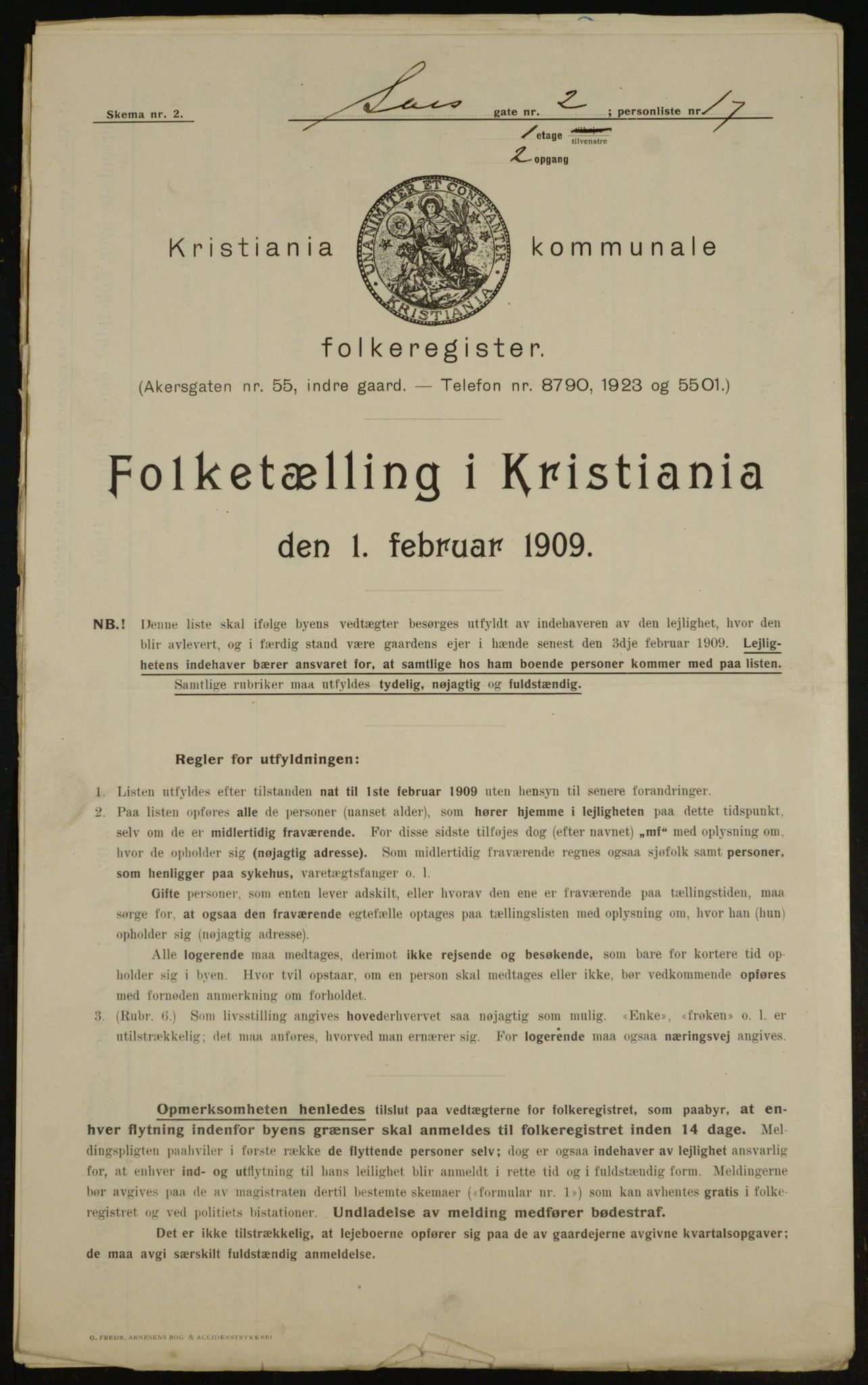 OBA, Municipal Census 1909 for Kristiania, 1909, p. 81144