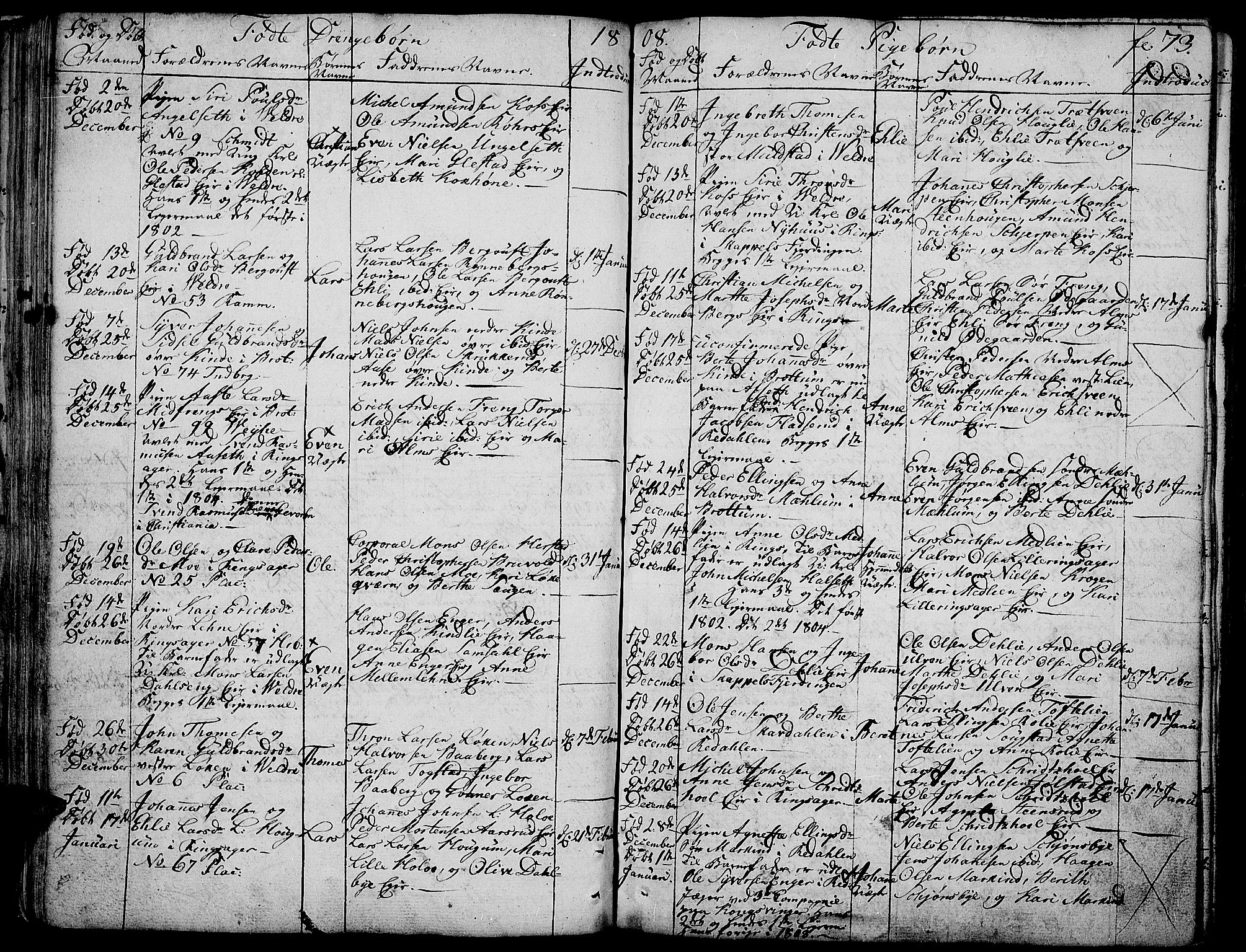 Ringsaker prestekontor, AV/SAH-PREST-014/K/Ka/L0004: Parish register (official) no. 4, 1799-1814, p. 73