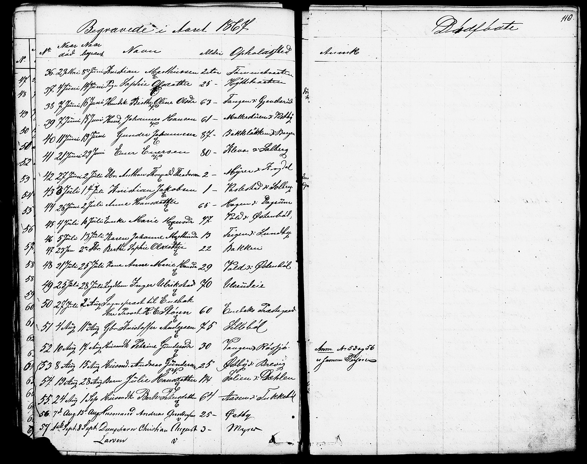 Enebakk prestekontor Kirkebøker, AV/SAO-A-10171c/F/Fa/L0013: Parish register (official) no. I 13, 1832-1882, p. 110