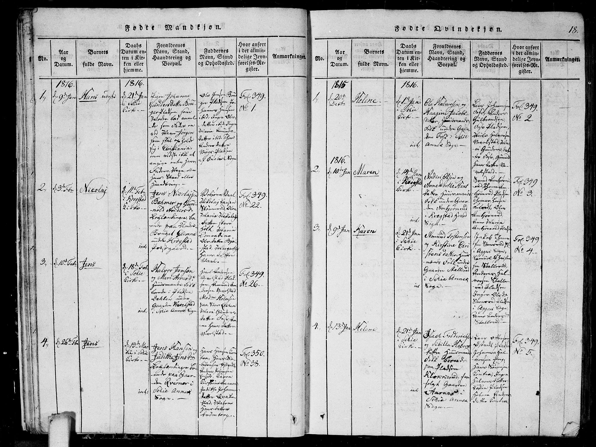 Kråkstad prestekontor Kirkebøker, AV/SAO-A-10125a/G/Ga/L0001: Parish register (copy) no. I 1, 1813-1824, p. 18