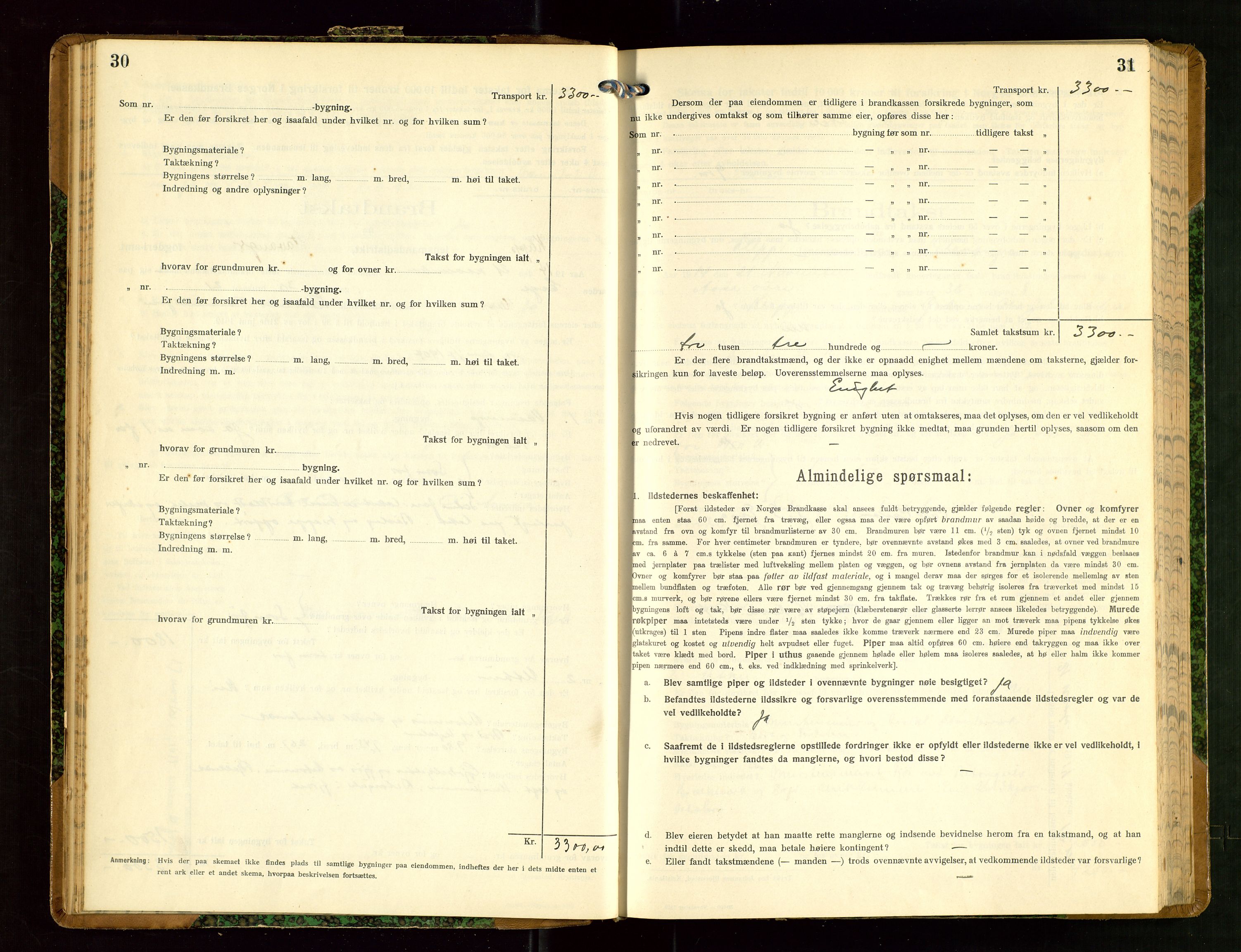 Klepp lensmannskontor, AV/SAST-A-100163/Goc/L0008: "Brandtakstprotokol" m/register, 1914-1917, p. 30-31