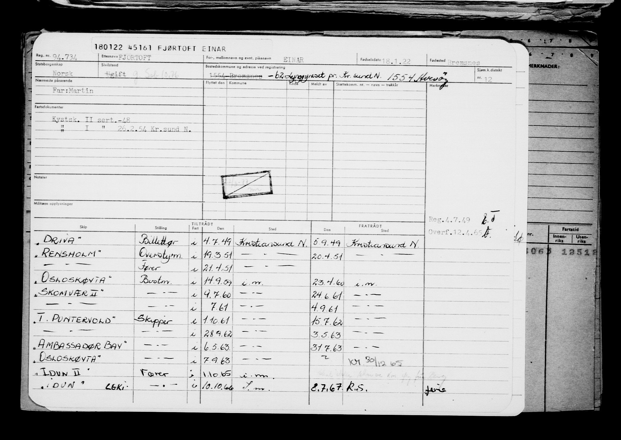 Direktoratet for sjømenn, AV/RA-S-3545/G/Gb/L0202: Hovedkort, 1922, p. 93