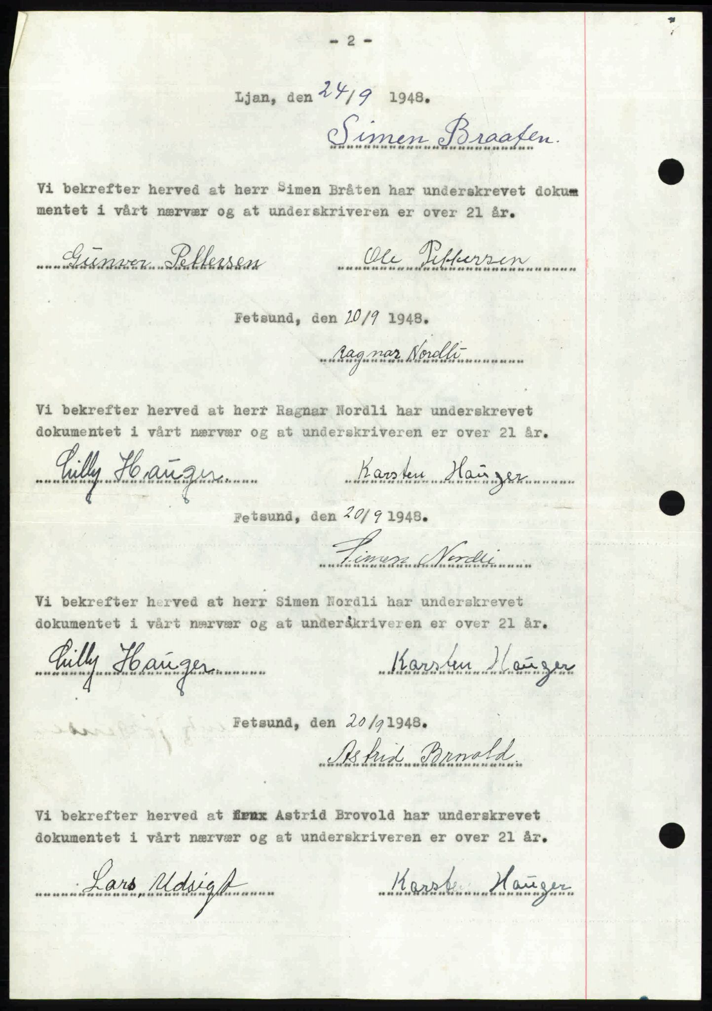 Follo sorenskriveri, SAO/A-10274/G/Ga/Gaa/L0085: Mortgage book no. I 85, 1948-1948, Diary no: : 4142/1948