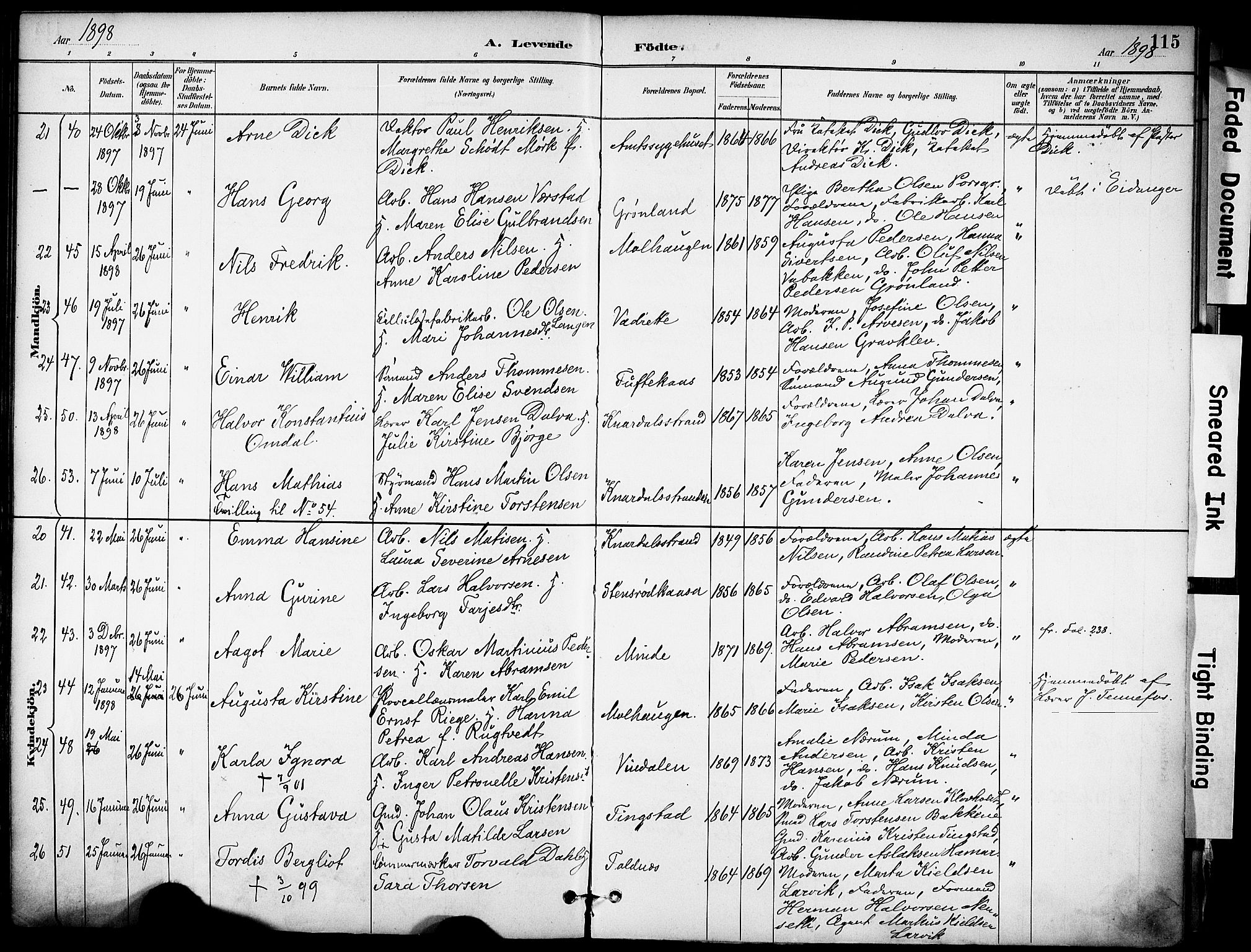 Solum kirkebøker, AV/SAKO-A-306/F/Fa/L0010: Parish register (official) no. I 10, 1888-1898, p. 115