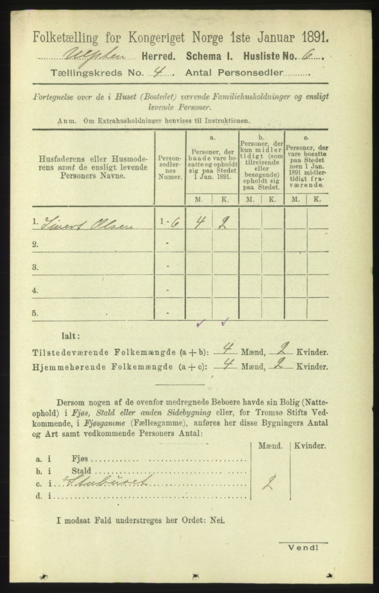 RA, 1891 census for 1516 Ulstein, 1891, p. 986