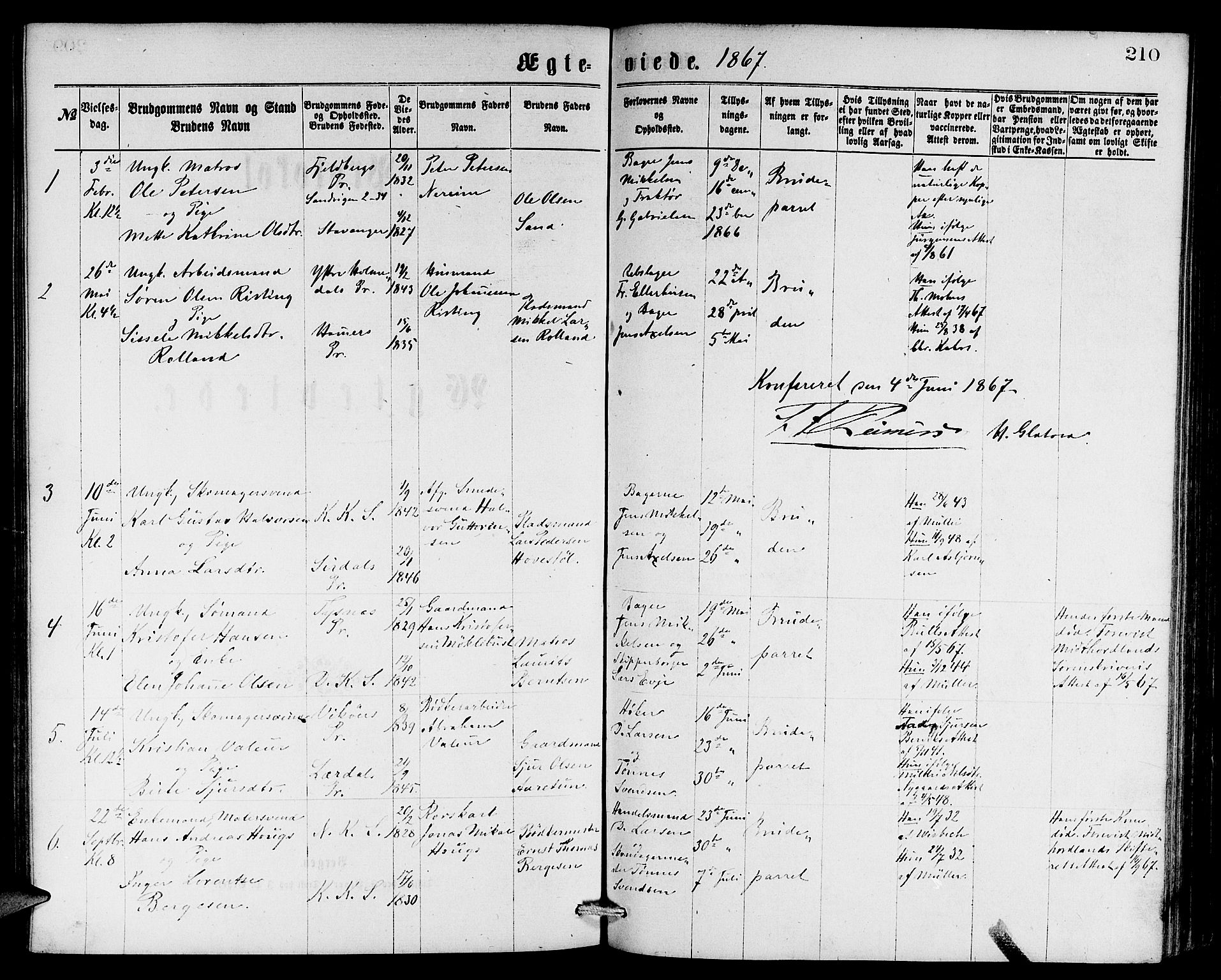 Sandviken Sokneprestembete, SAB/A-77601/H/Hb: Parish register (copy) no. A 1, 1867-1879, p. 210