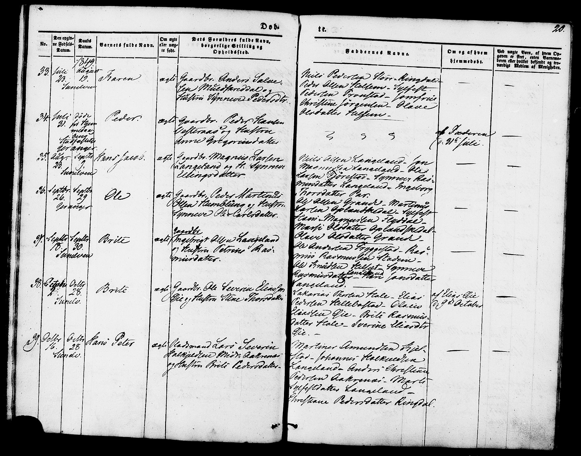 Ministerialprotokoller, klokkerbøker og fødselsregistre - Møre og Romsdal, AV/SAT-A-1454/517/L0222: Parish register (official) no. 517A02, 1846-1862, p. 20