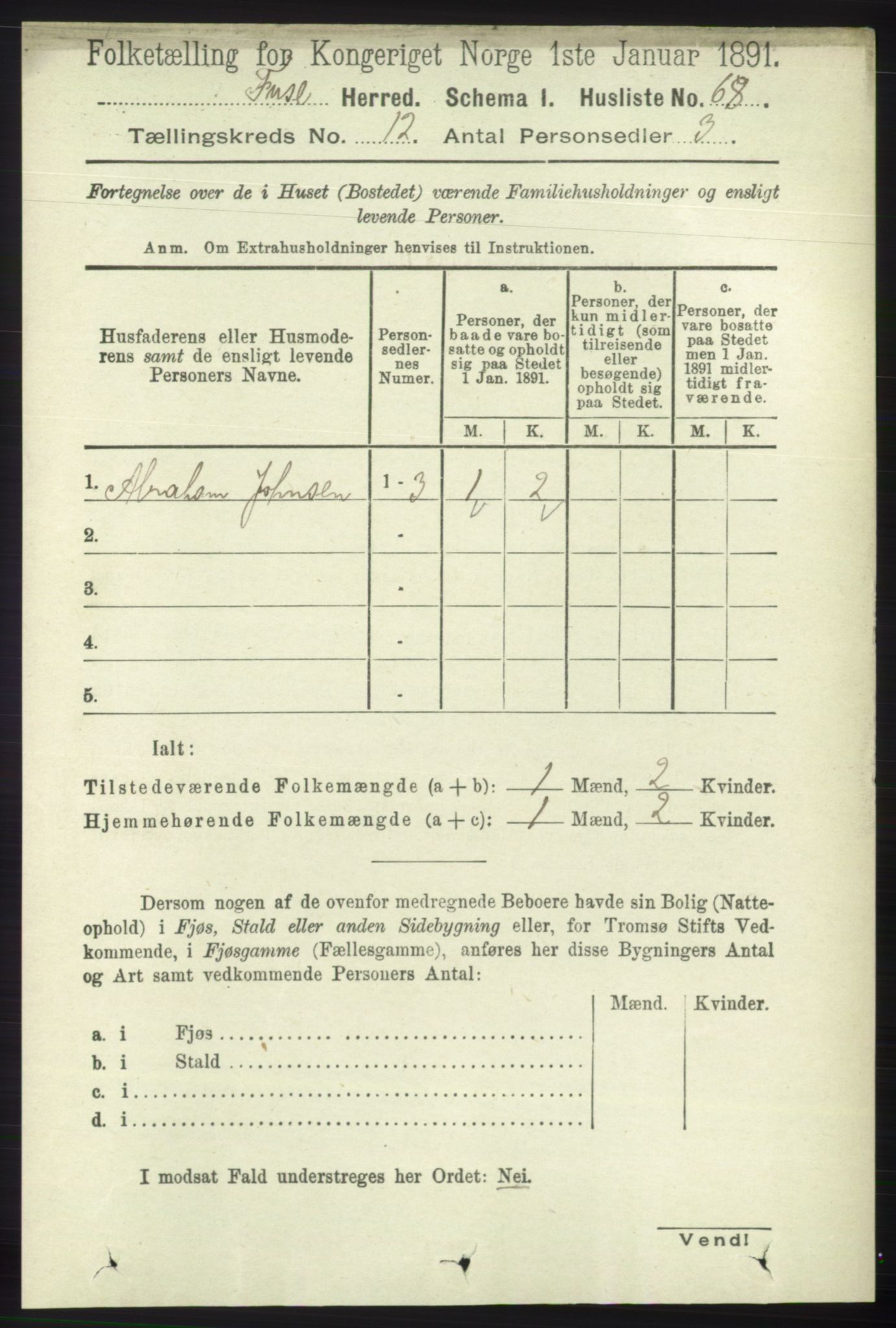 RA, 1891 census for 1241 Fusa, 1891, p. 2368