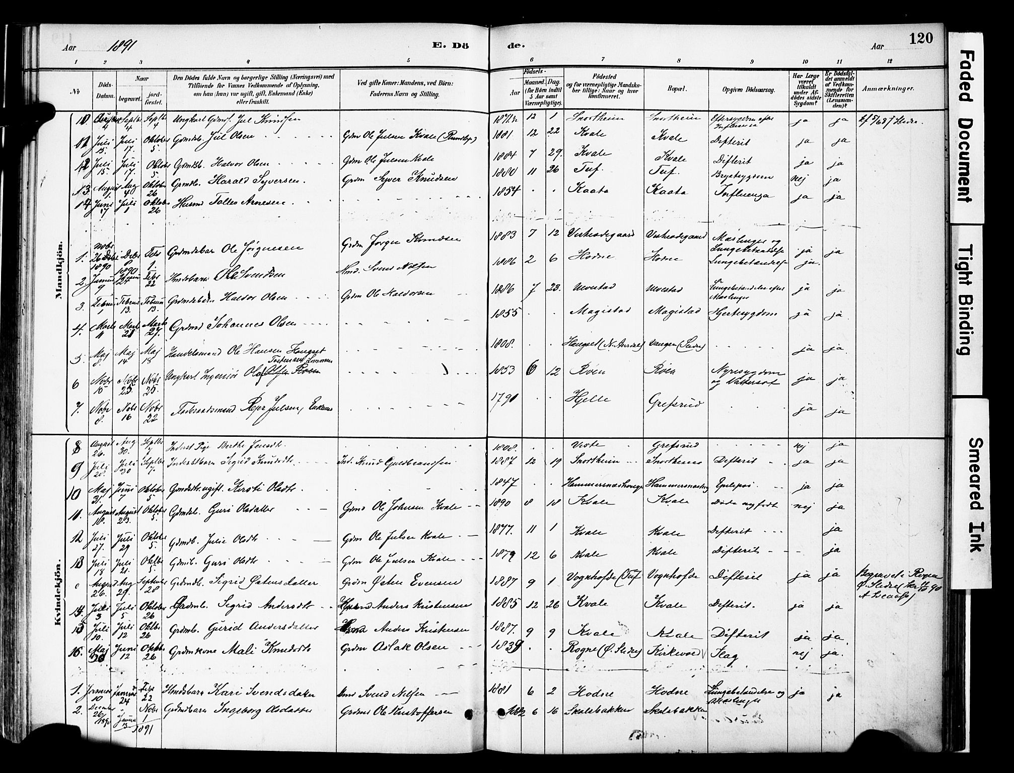 Vestre Slidre prestekontor, SAH/PREST-136/H/Ha/Haa/L0006: Parish register (official) no. 6, 1881-1912, p. 120