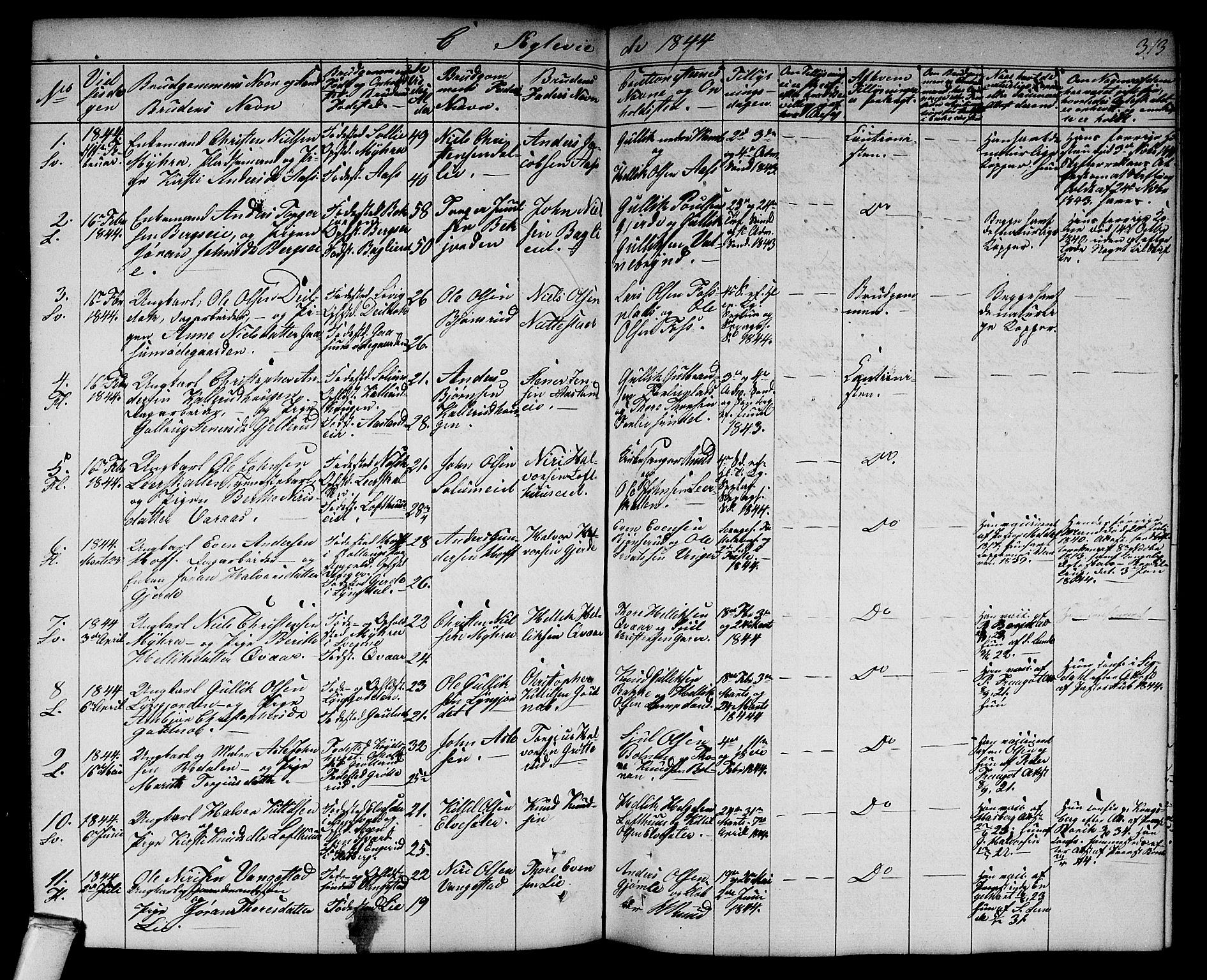 Flesberg kirkebøker, SAKO/A-18/G/Ga/L0002: Parish register (copy) no. I 2, 1834-1860, p. 313