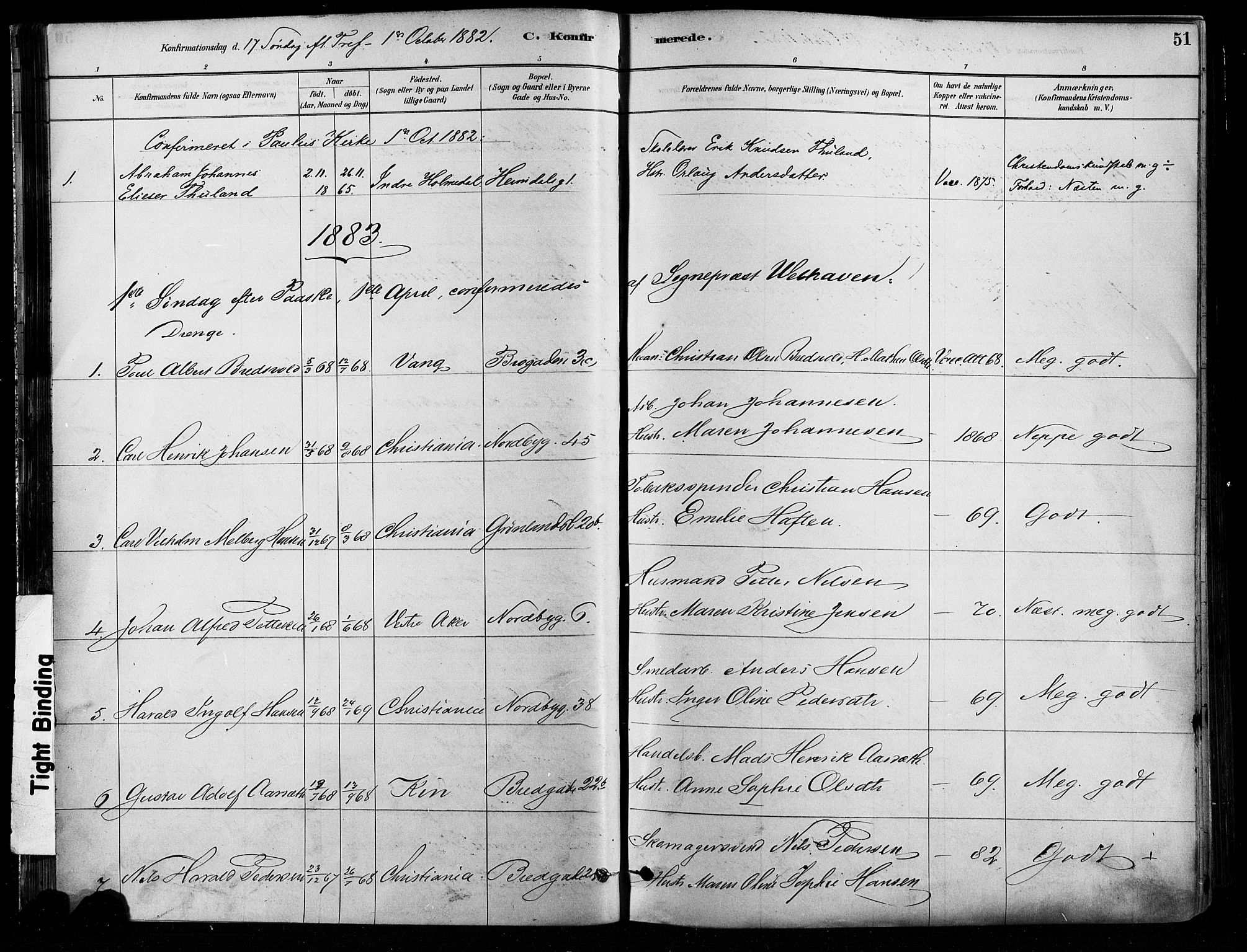 Grønland prestekontor Kirkebøker, SAO/A-10848/F/Fa/L0008: Parish register (official) no. 8, 1881-1893, p. 51