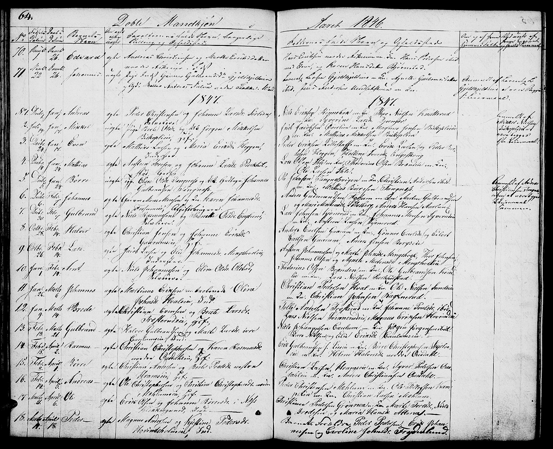 Nes prestekontor, Hedmark, SAH/PREST-020/L/La/L0004: Parish register (copy) no. 4, 1832-1861, p. 64