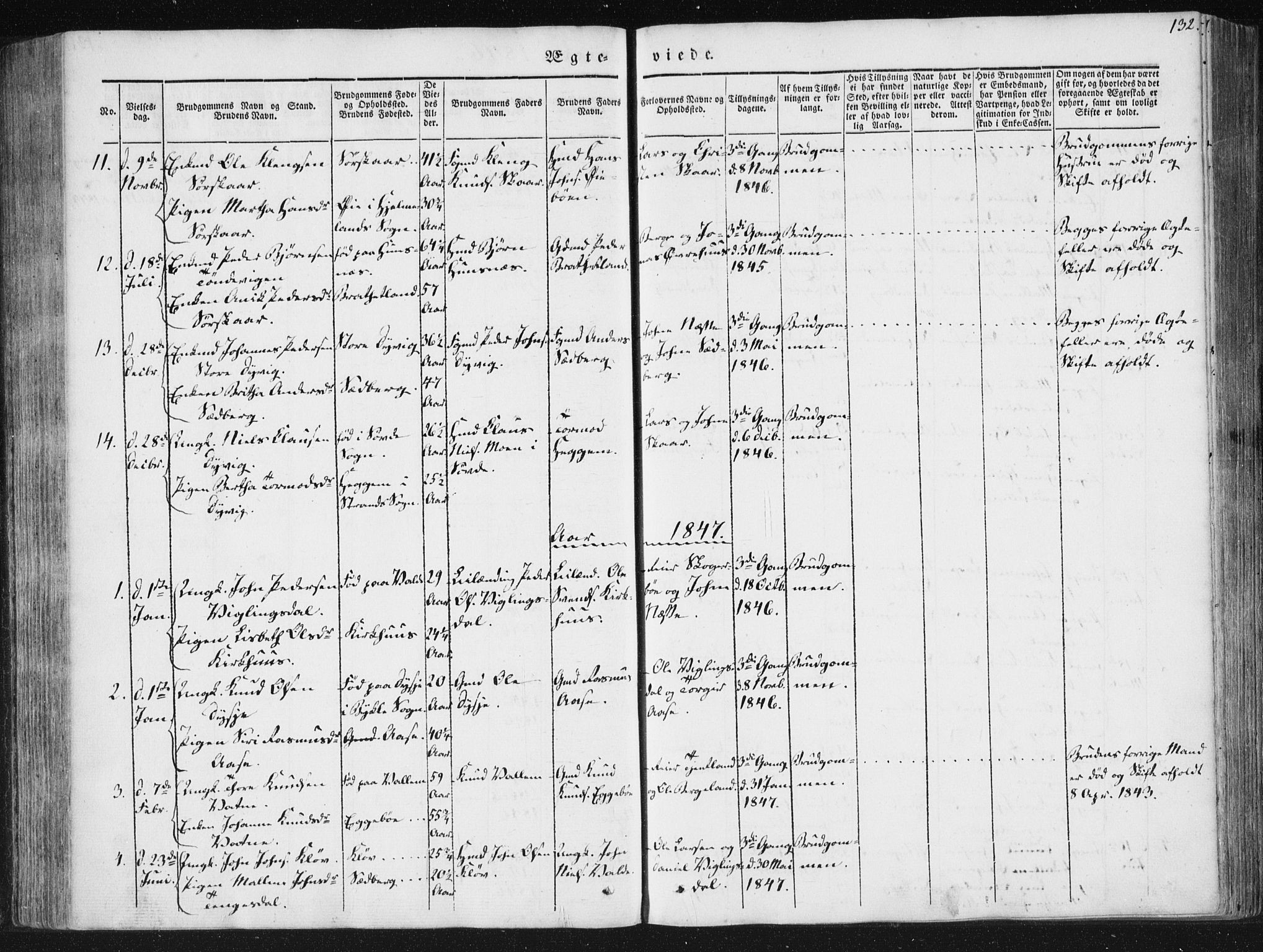 Hjelmeland sokneprestkontor, AV/SAST-A-101843/01/IV/L0008: Parish register (official) no. A 8, 1842-1861, p. 132