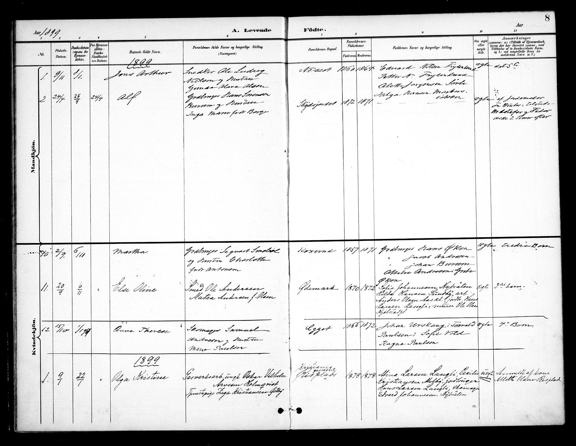 Ås prestekontor Kirkebøker, SAO/A-10894/F/Fb/L0002: Parish register (official) no. II 2, 1895-1916, p. 8