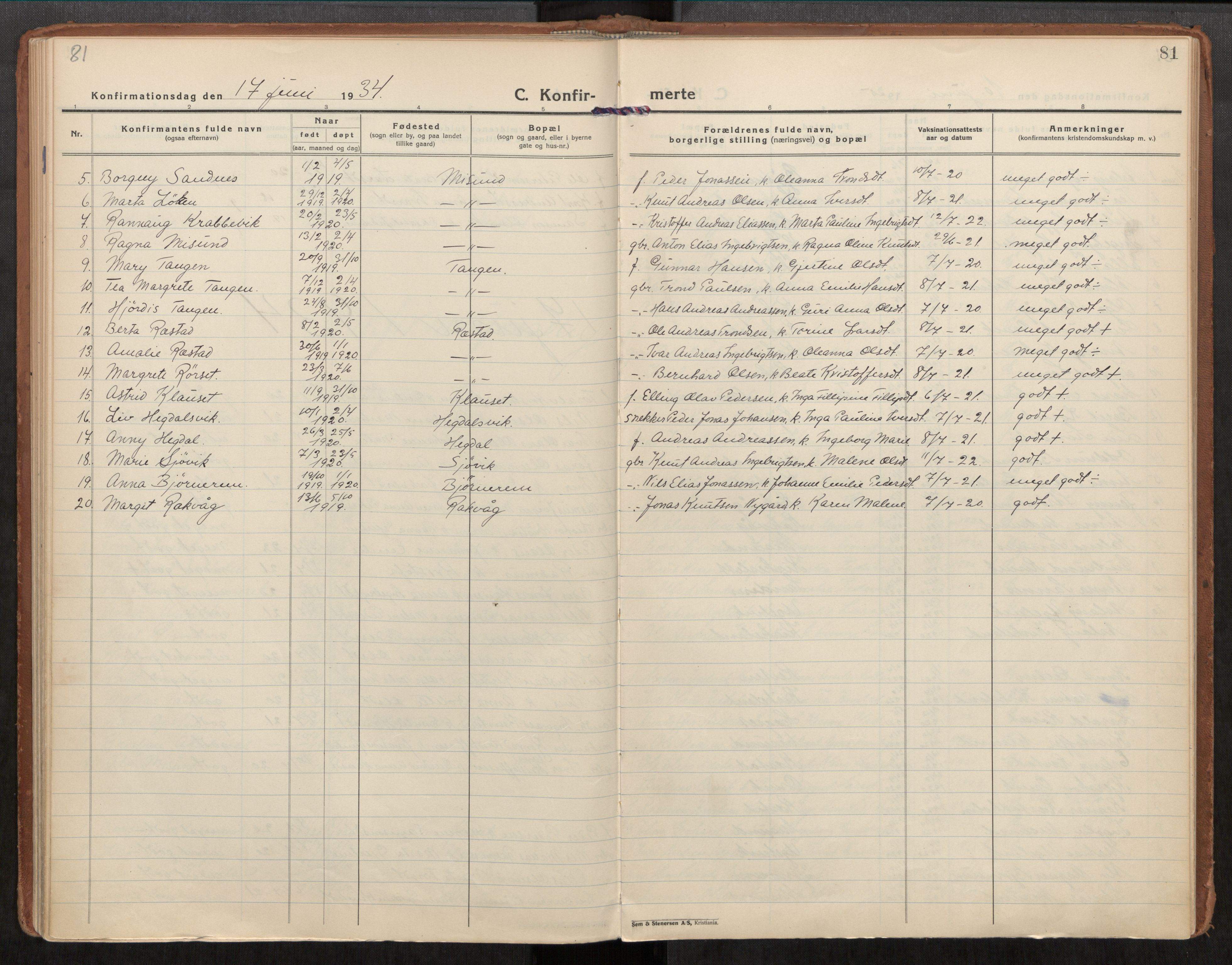 Ministerialprotokoller, klokkerbøker og fødselsregistre - Møre og Romsdal, AV/SAT-A-1454/563/L0741: Parish register (official) no. 563A03, 1924-1945, p. 81