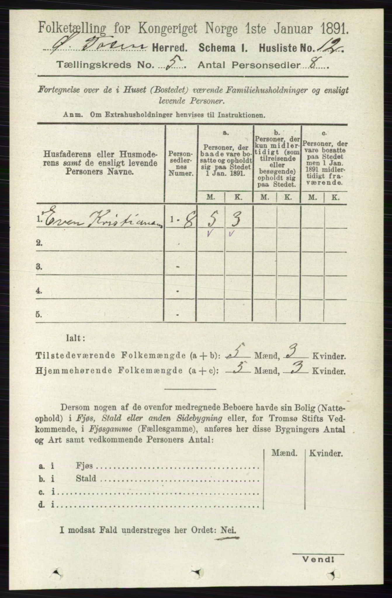 RA, 1891 census for 0528 Østre Toten, 1891, p. 3101