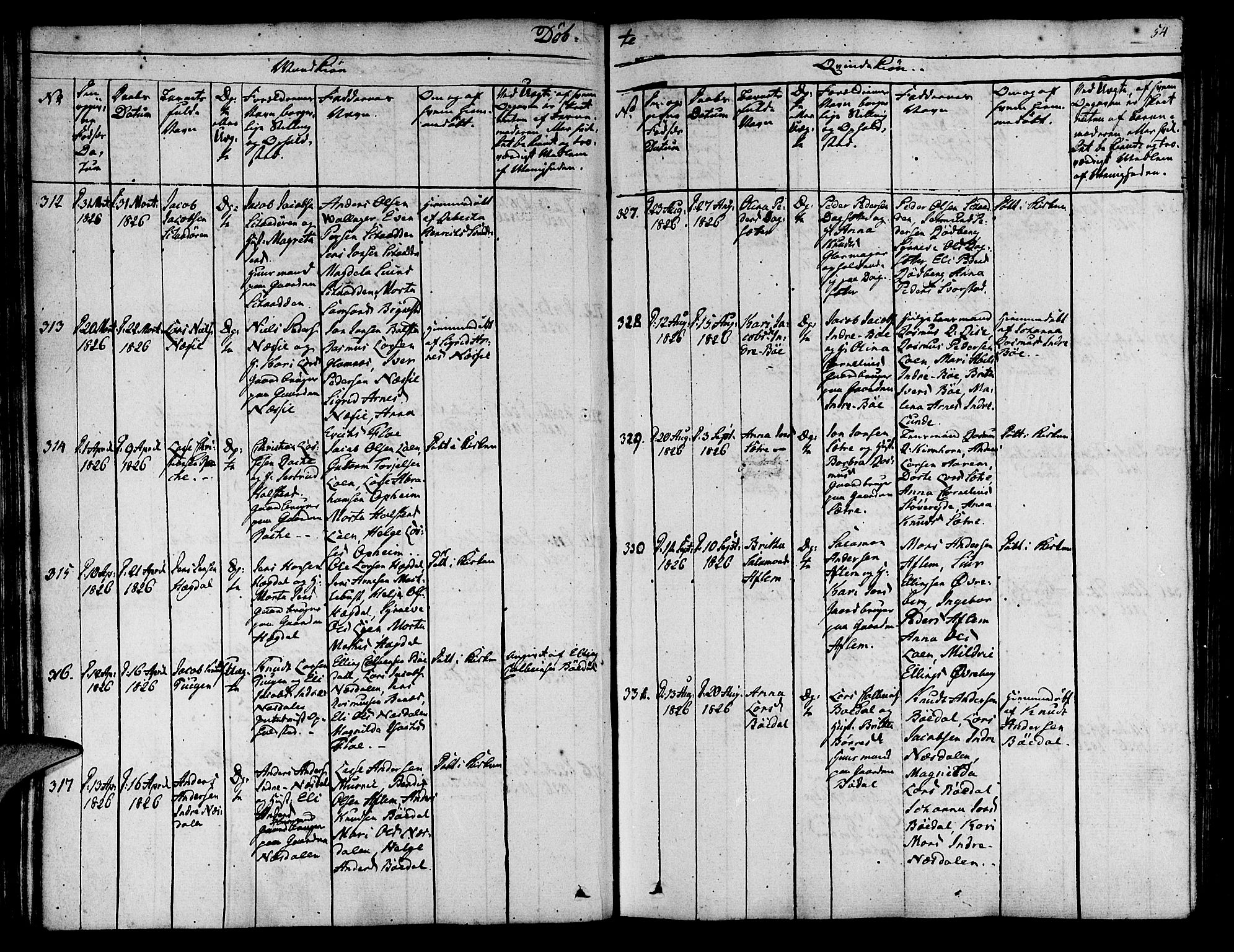 Innvik sokneprestembete, SAB/A-80501: Parish register (official) no. A 3, 1820-1832, p. 54