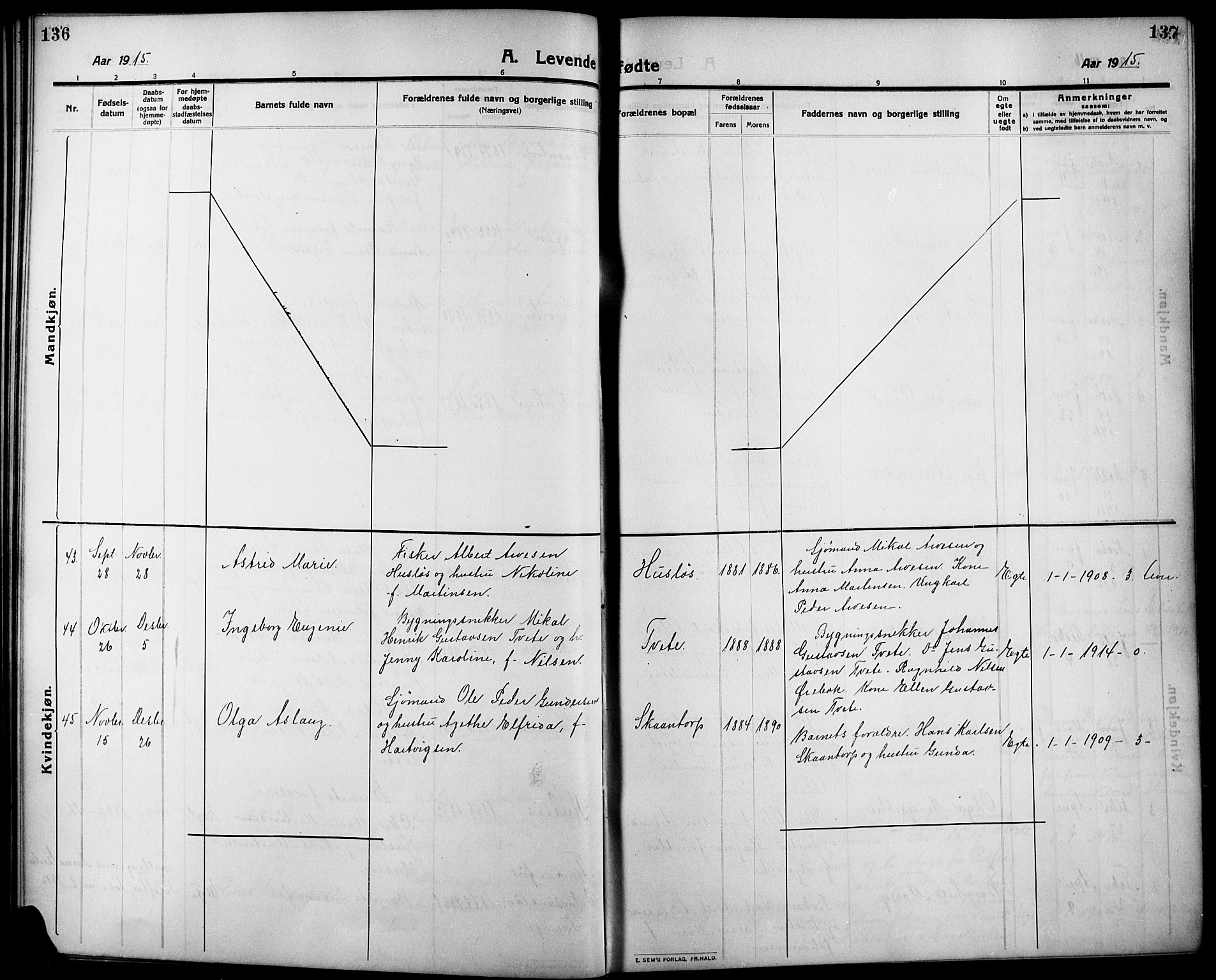 Onsøy prestekontor Kirkebøker, AV/SAO-A-10914/G/Ga/L0003: Parish register (copy) no. I 3, 1910-1926, p. 136-137