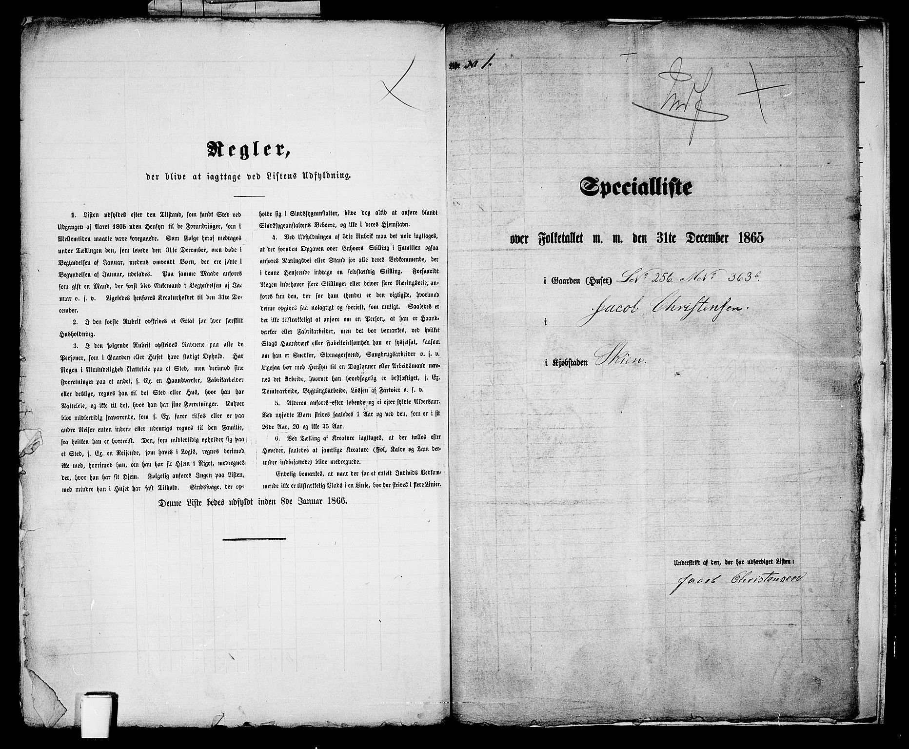 RA, 1865 census for Skien, 1865, p. 13