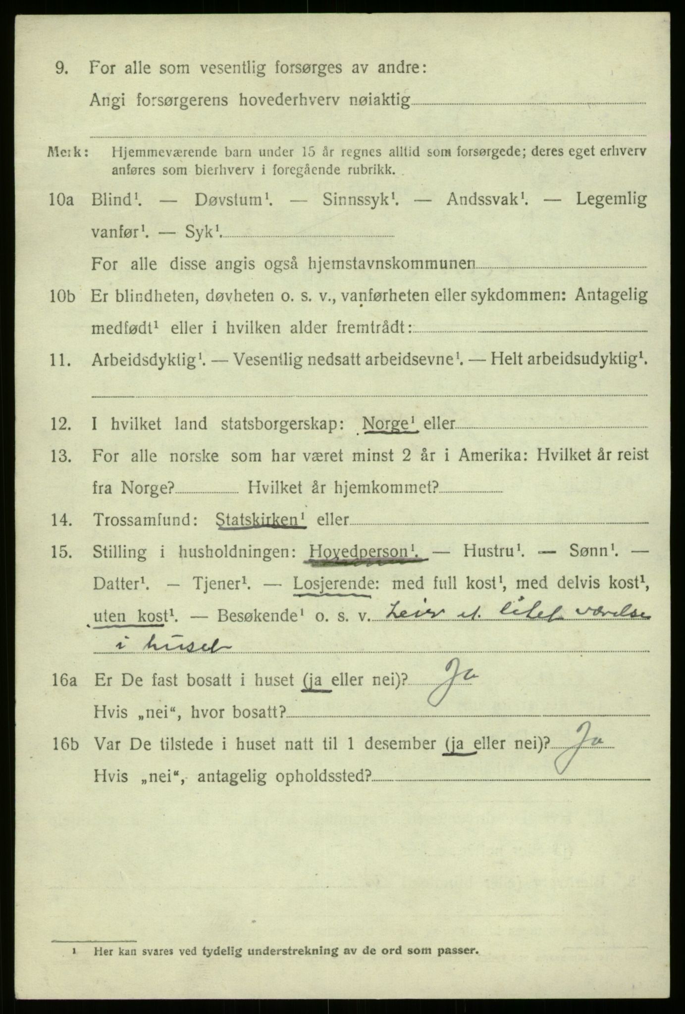 SAB, 1920 census for Lærdal, 1920, p. 2207