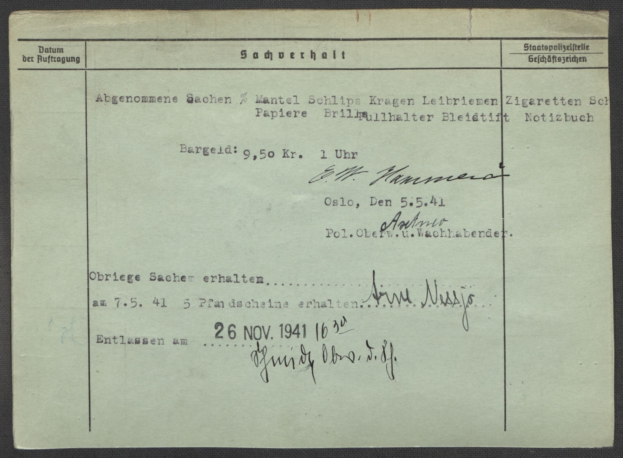 Befehlshaber der Sicherheitspolizei und des SD, AV/RA-RAFA-5969/E/Ea/Eaa/L0004: Register over norske fanger i Møllergata 19: Hal-Hæ, 1940-1945, p. 111