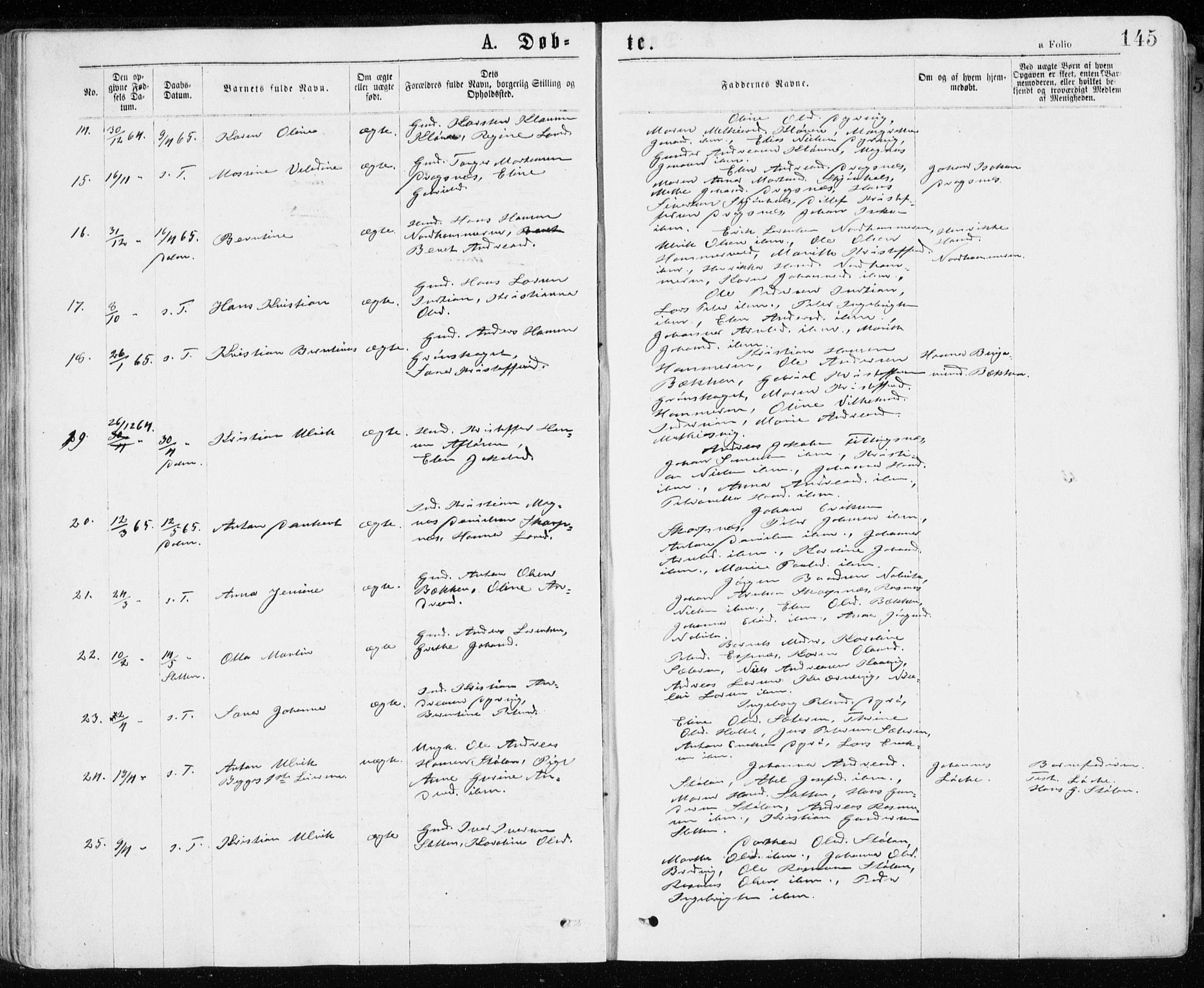 Ministerialprotokoller, klokkerbøker og fødselsregistre - Sør-Trøndelag, SAT/A-1456/640/L0576: Parish register (official) no. 640A01, 1846-1876, p. 145