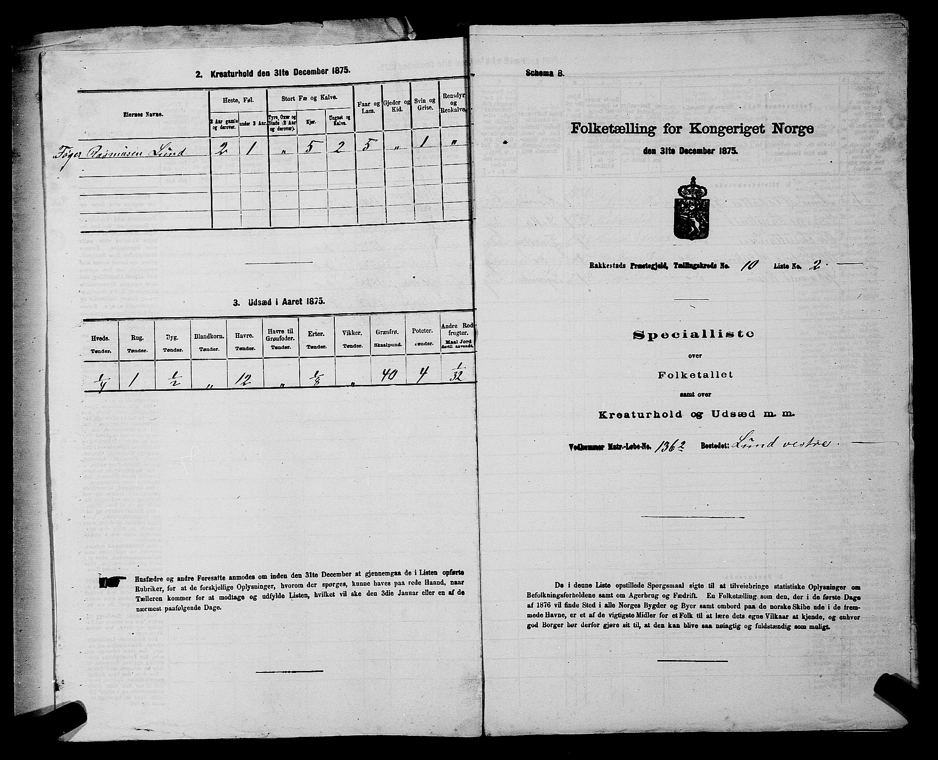 RA, 1875 census for 0128P Rakkestad, 1875, p. 1166