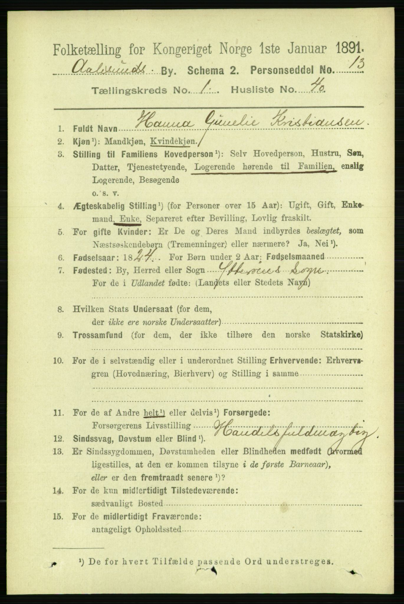 RA, 1891 census for 1501 Ålesund, 1891, p. 1719