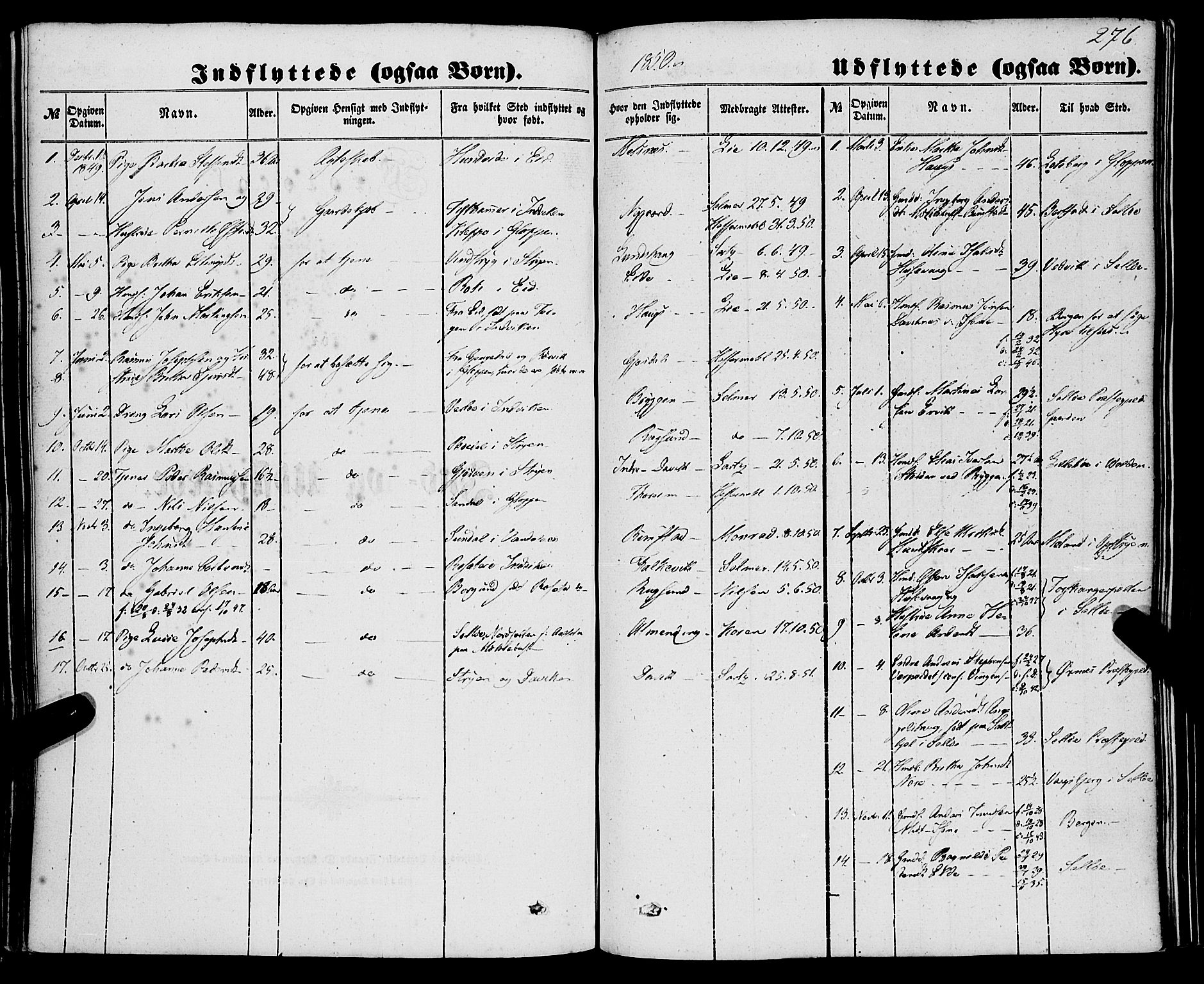 Davik sokneprestembete, AV/SAB-A-79701/H/Haa/Haaa/L0005: Parish register (official) no. A 5, 1850-1866, p. 276