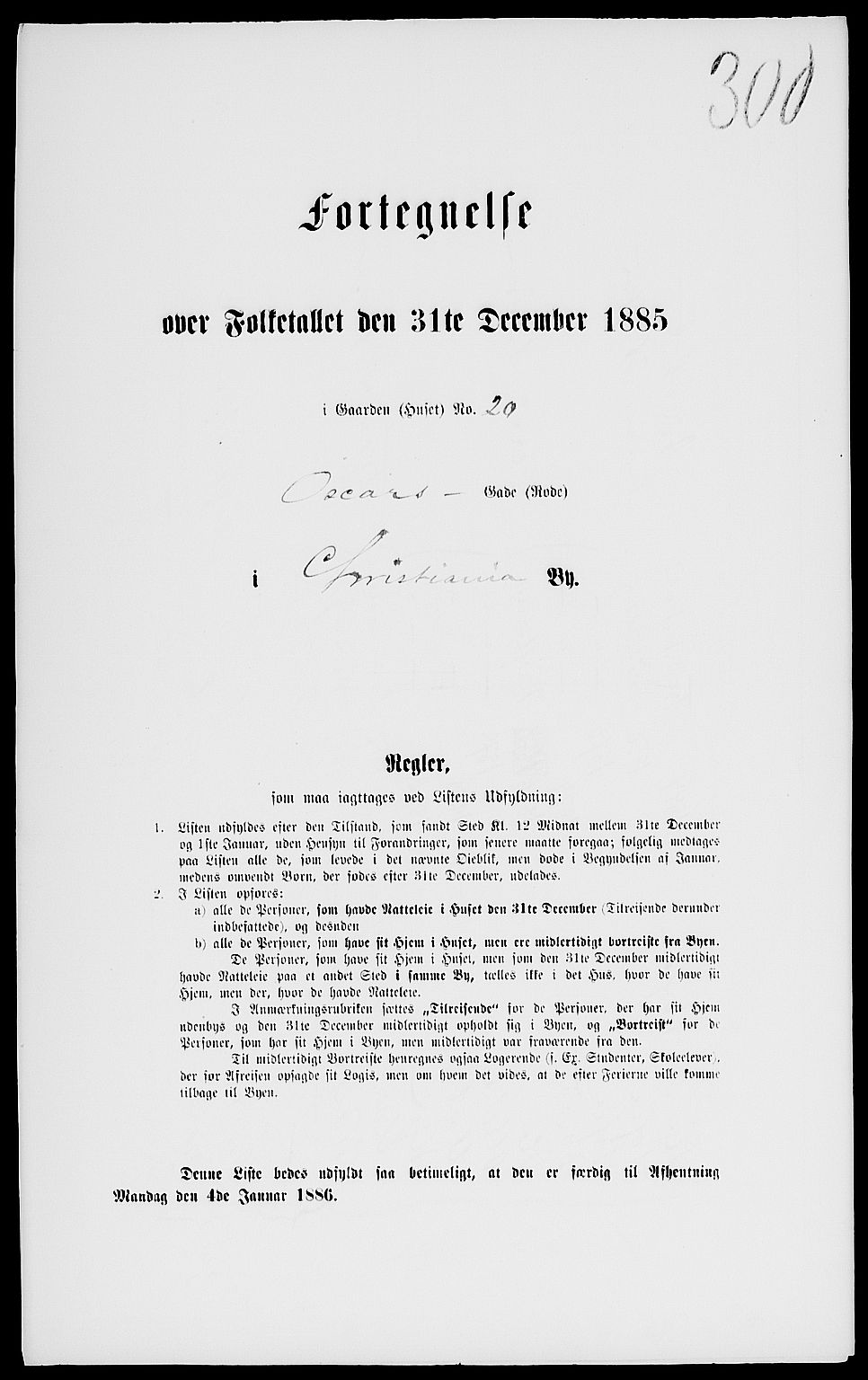 RA, 1885 census for 0301 Kristiania, 1885, p. 3096