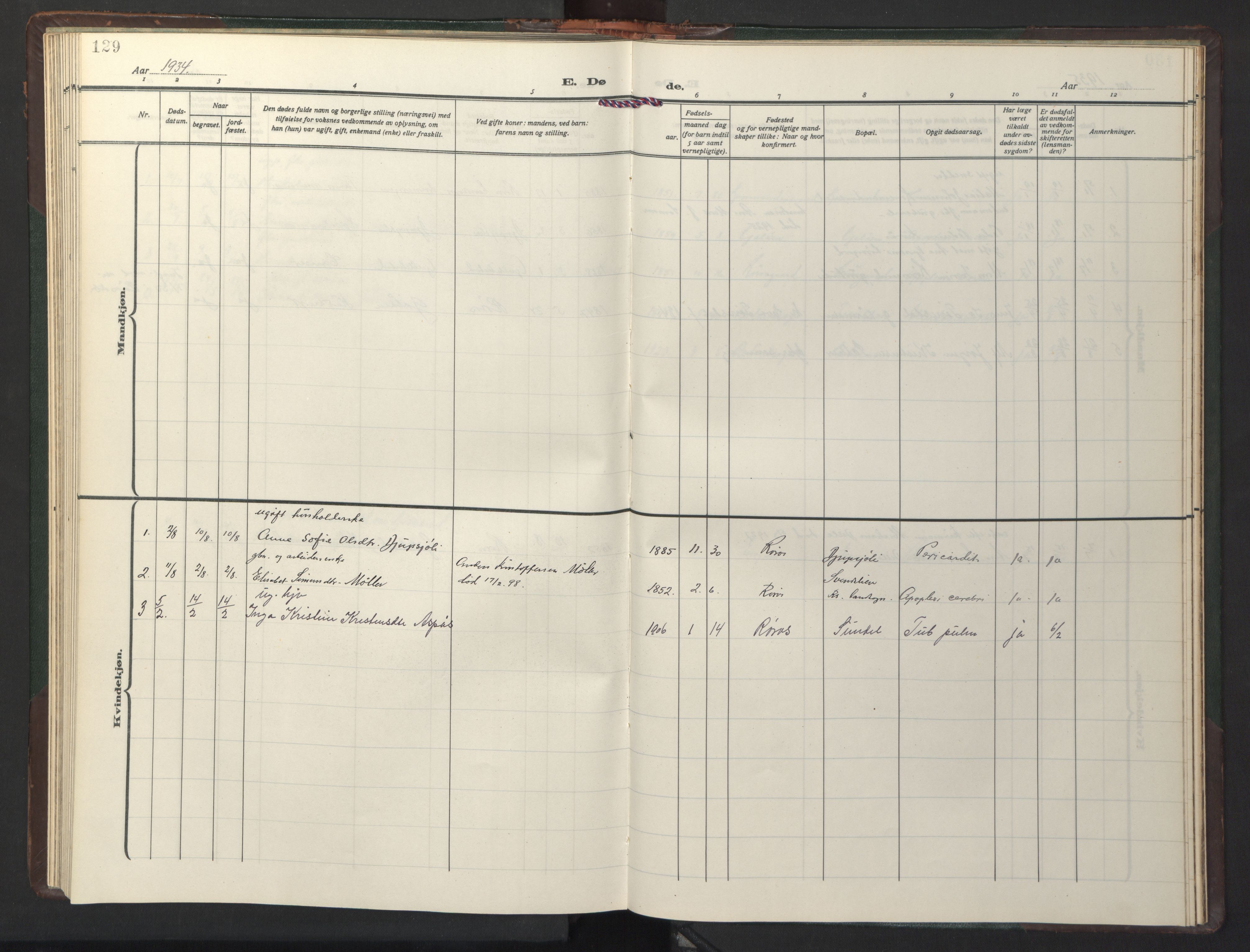 Ministerialprotokoller, klokkerbøker og fødselsregistre - Sør-Trøndelag, SAT/A-1456/681/L0944: Parish register (copy) no. 681C08, 1926-1954, p. 129