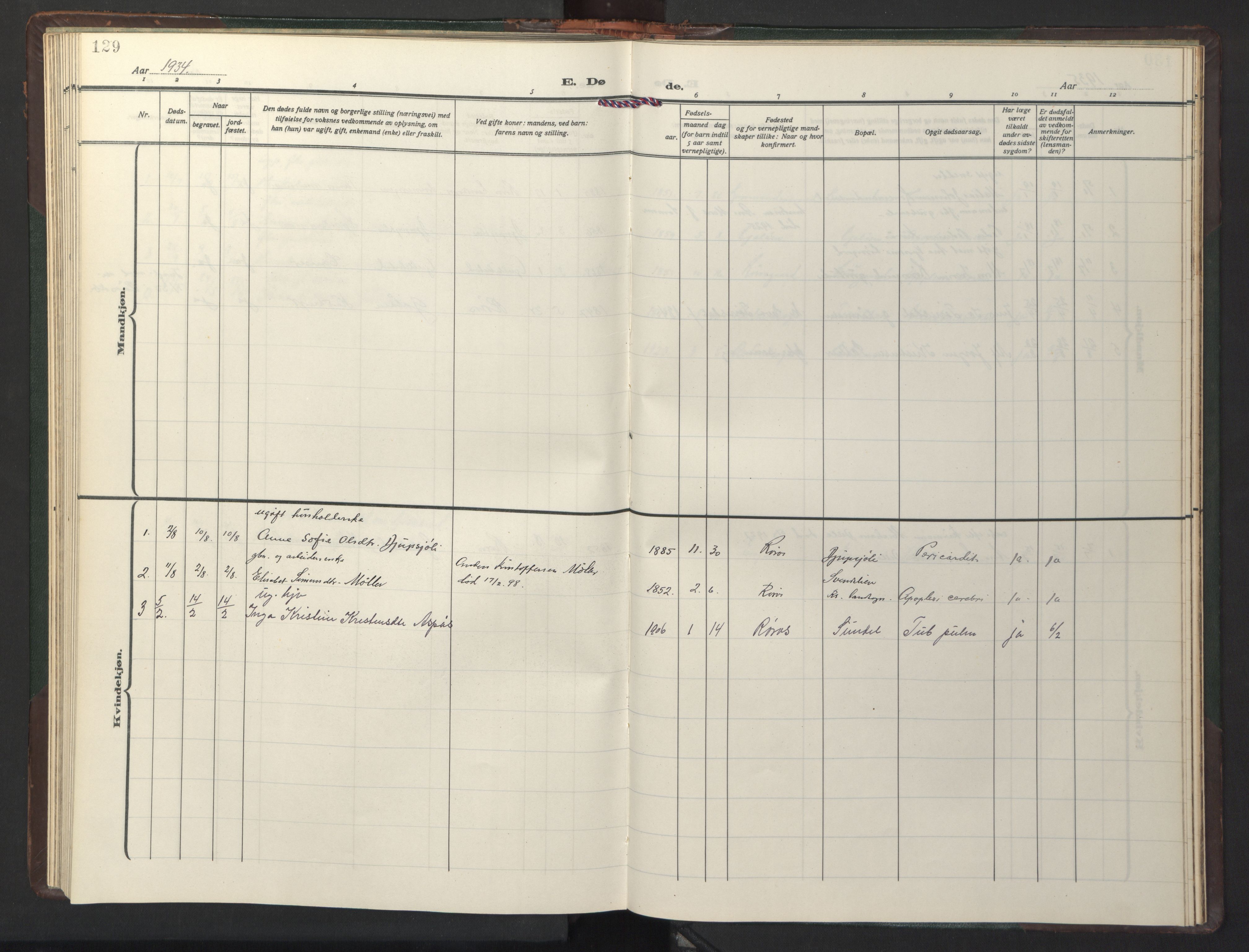Ministerialprotokoller, klokkerbøker og fødselsregistre - Sør-Trøndelag, AV/SAT-A-1456/681/L0944: Parish register (copy) no. 681C08, 1926-1954, p. 129