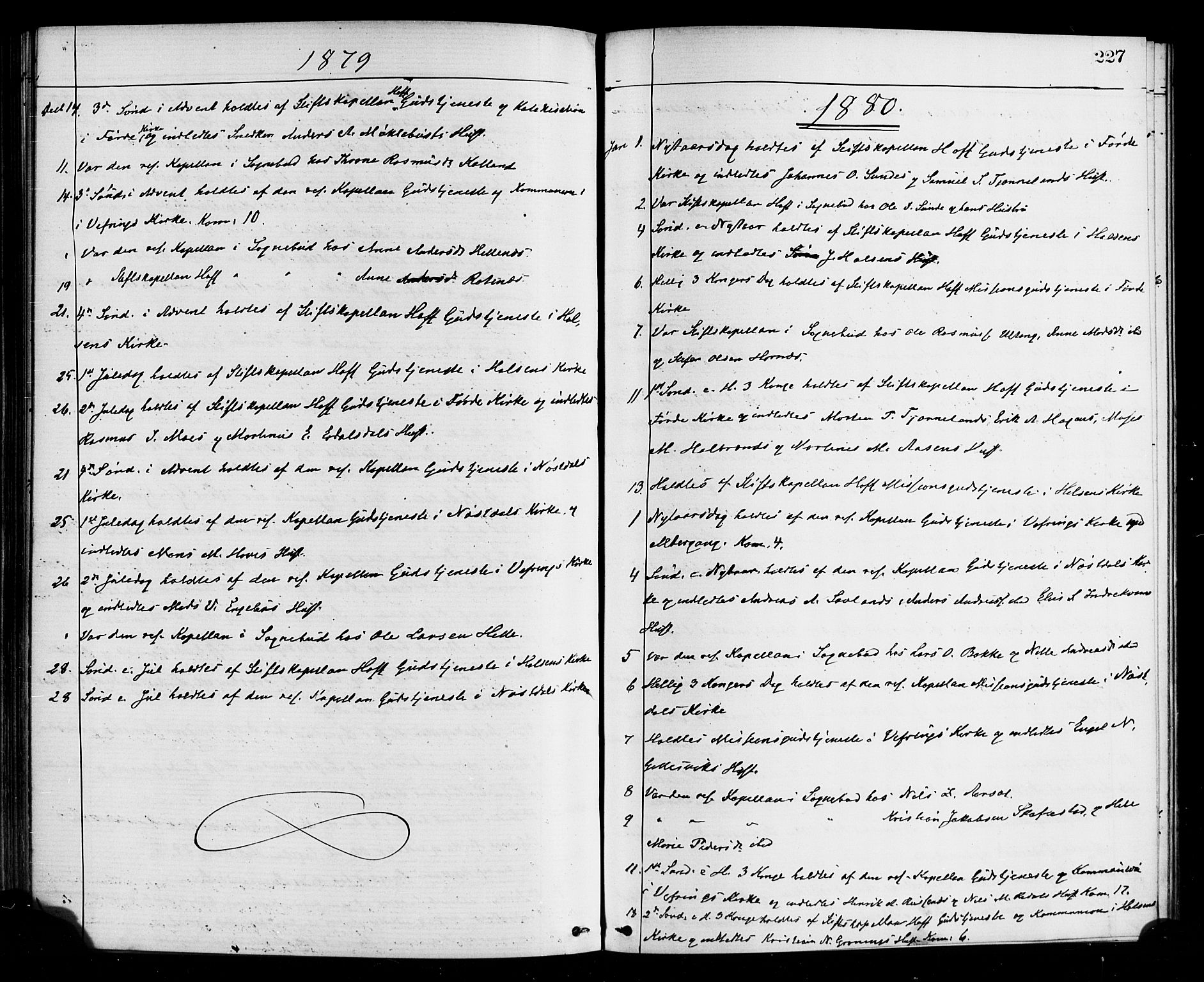Førde sokneprestembete, AV/SAB-A-79901/H/Haa/Haaa/L0011: Parish register (official) no. A 11, 1877-1880, p. 227