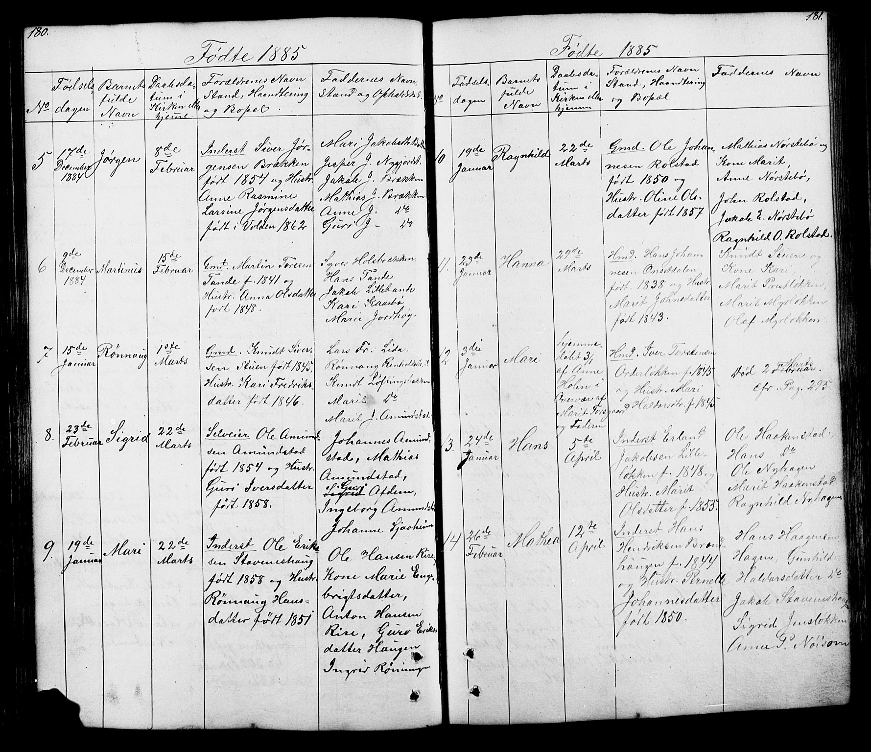 Lesja prestekontor, SAH/PREST-068/H/Ha/Hab/L0005: Parish register (copy) no. 5, 1850-1894, p. 180-181