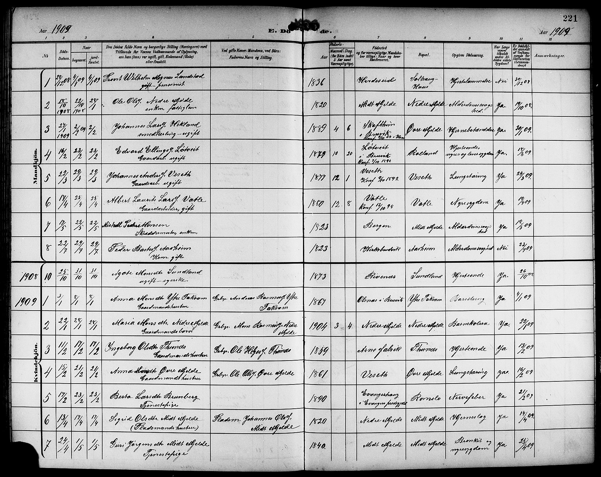 Haus sokneprestembete, AV/SAB-A-75601/H/Hab: Parish register (copy) no. B 4, 1900-1921, p. 221