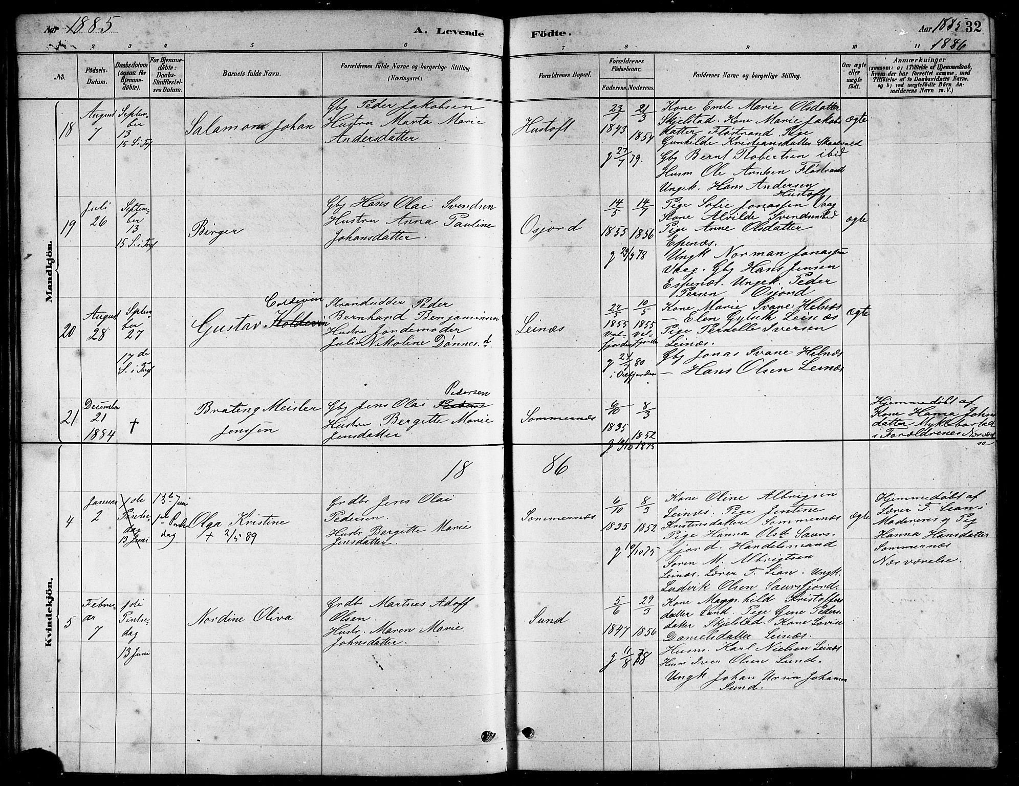 Ministerialprotokoller, klokkerbøker og fødselsregistre - Nordland, AV/SAT-A-1459/857/L0828: Parish register (copy) no. 857C03, 1879-1908, p. 32