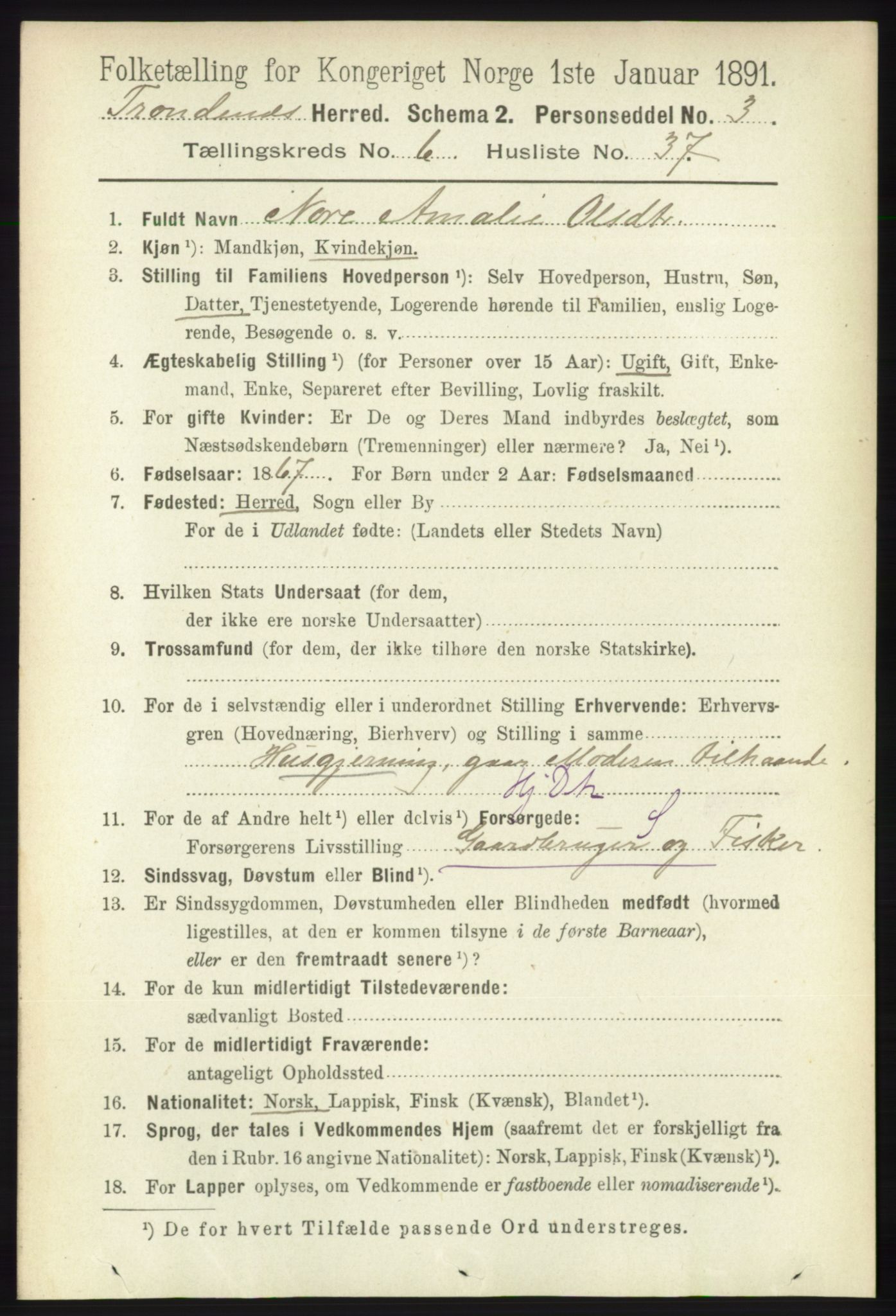 RA, 1891 census for 1914 Trondenes, 1891, p. 4044